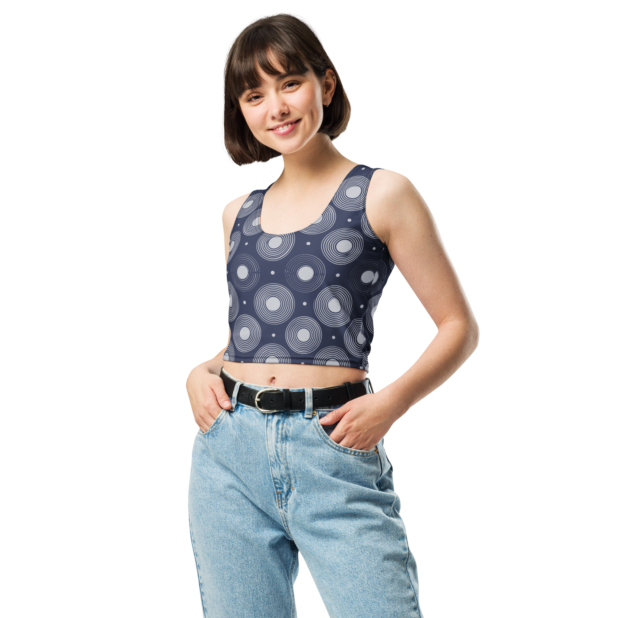 Circle - Navy Crop Top