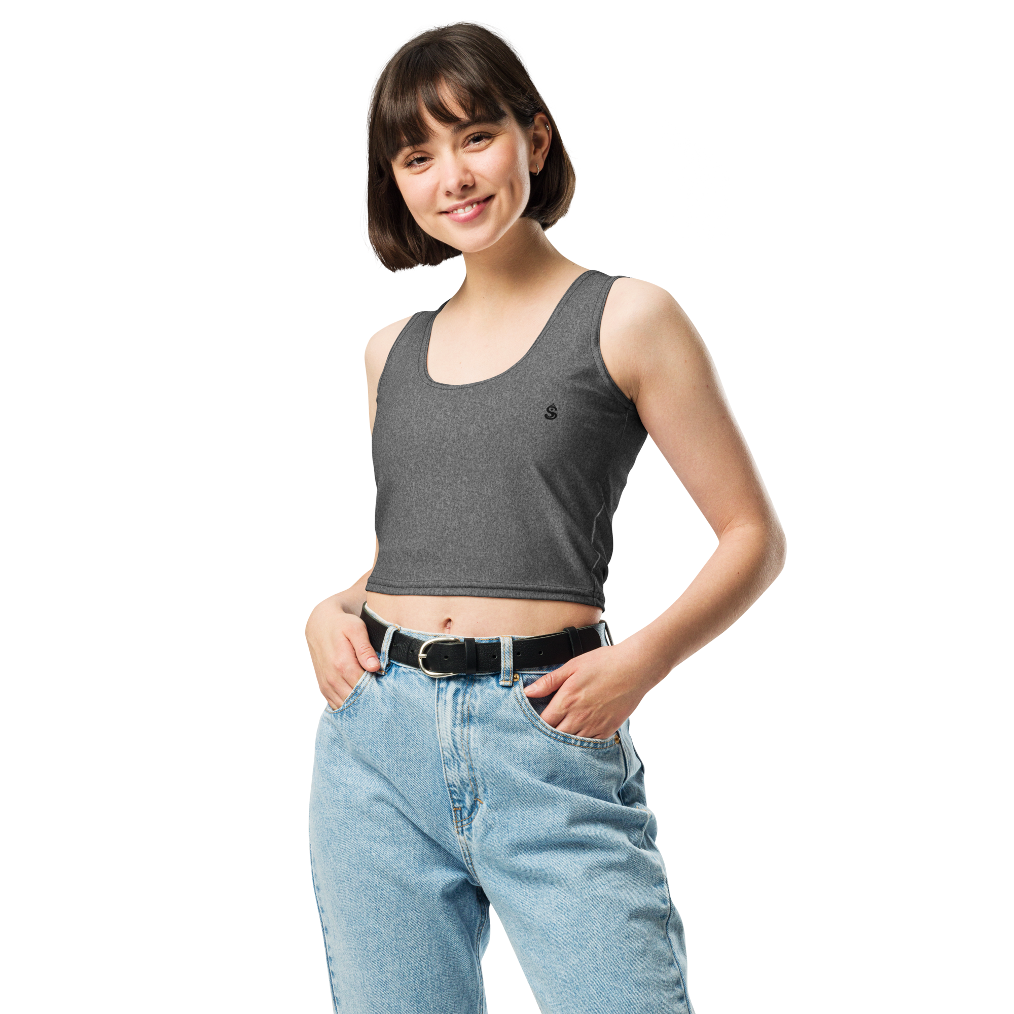 Heather Dark Grey Crop Top