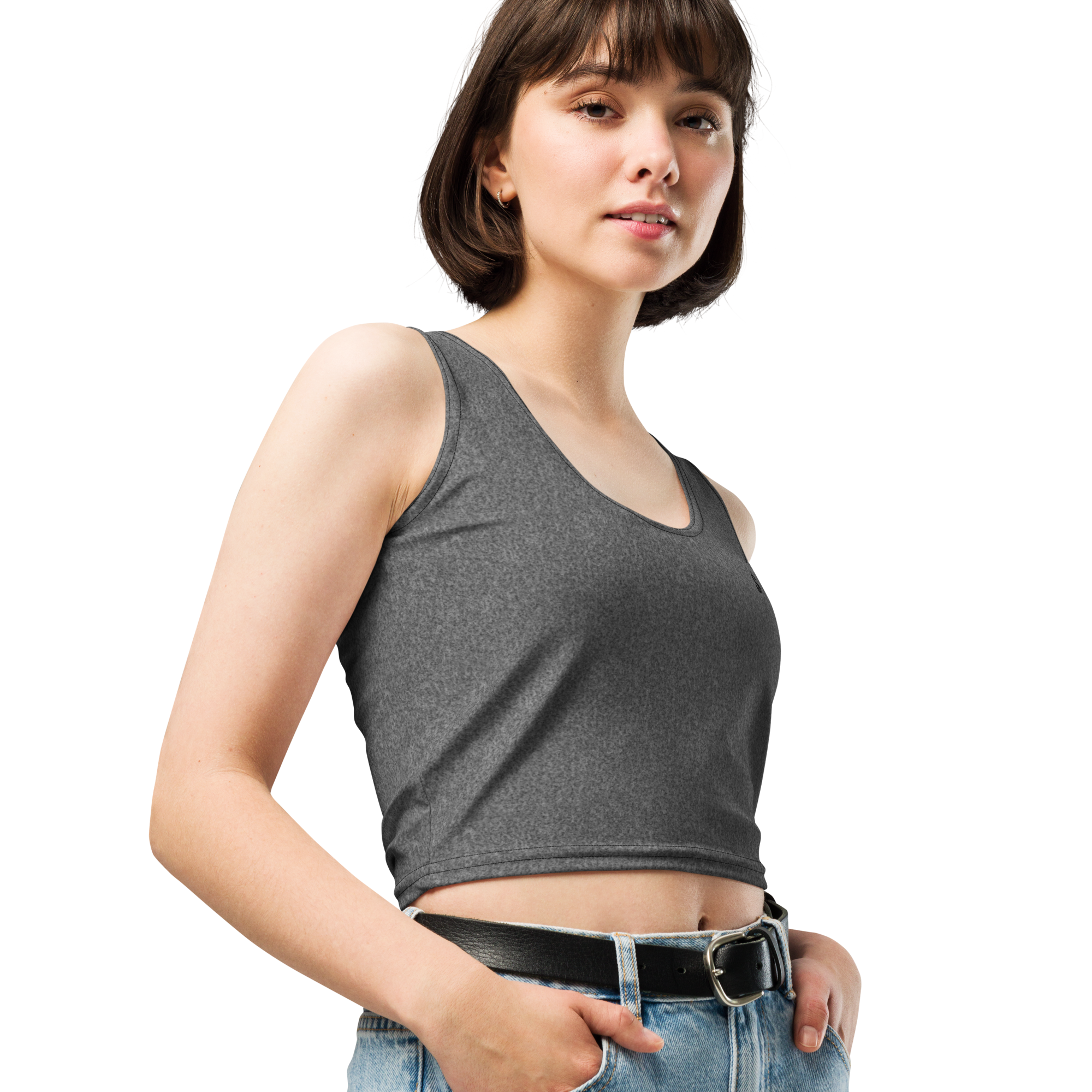 Heather Dark Grey Crop Top