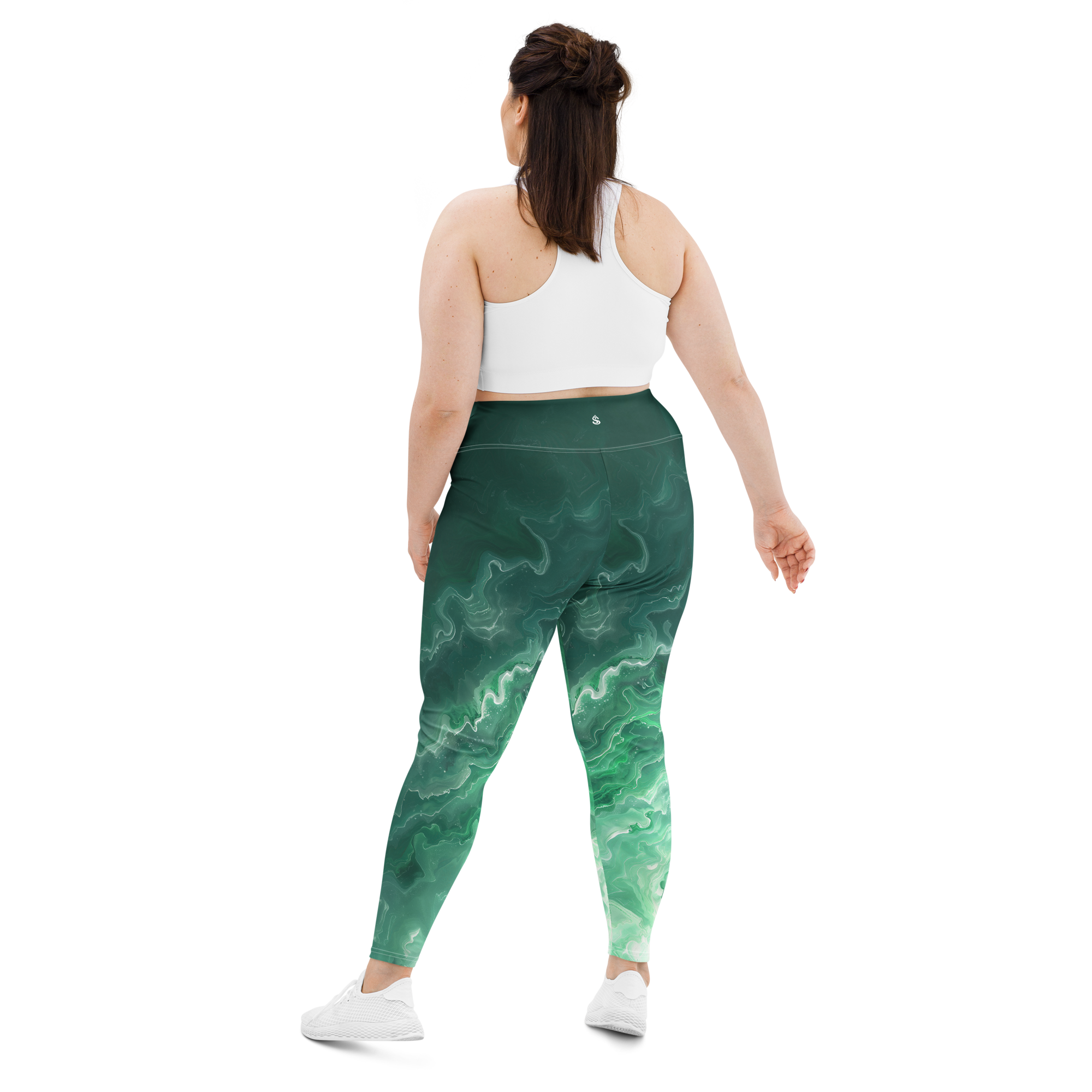 Awaken - Green High-Waist Plus Size Leggings