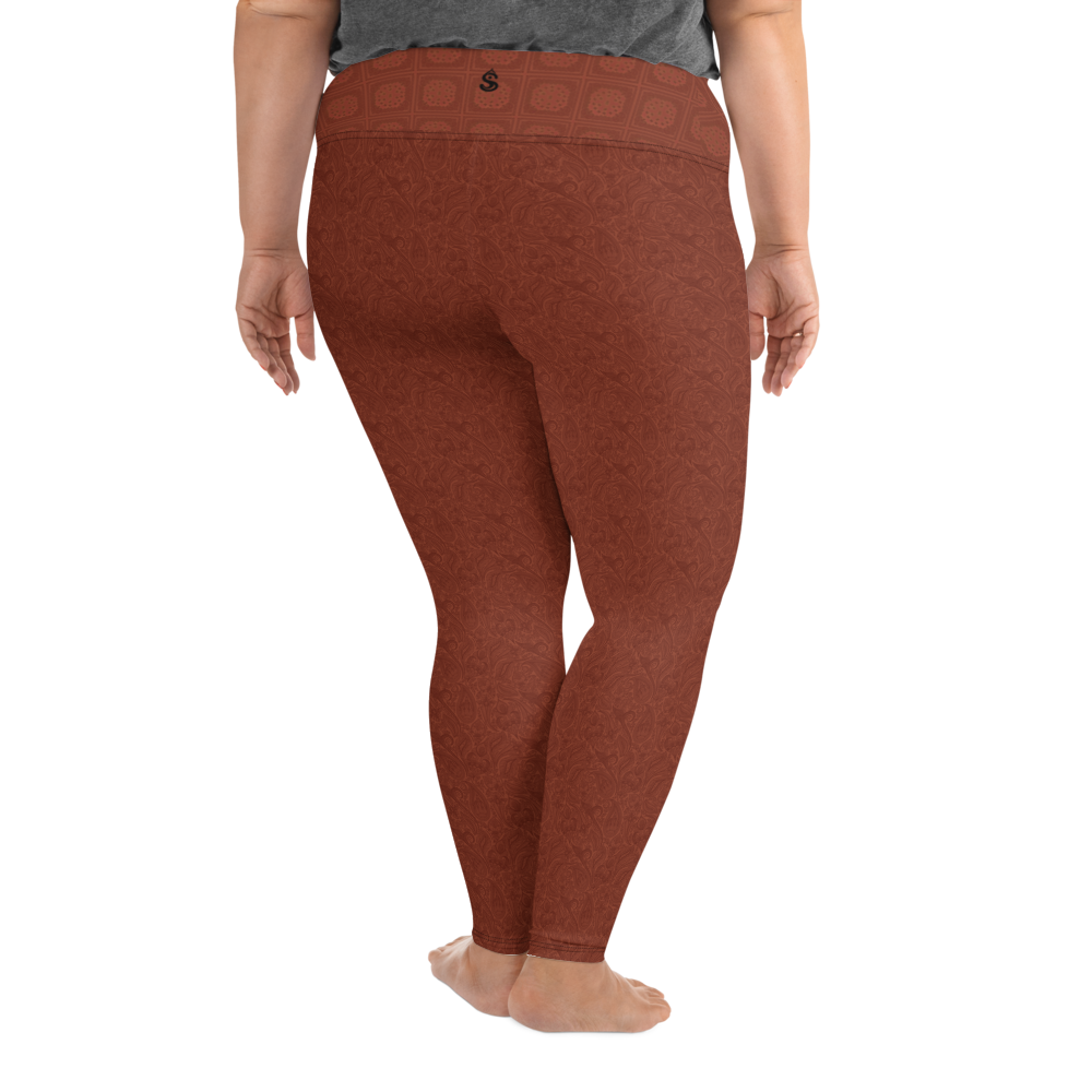 Paisley - Terracotta Blue Plus Size Leggings