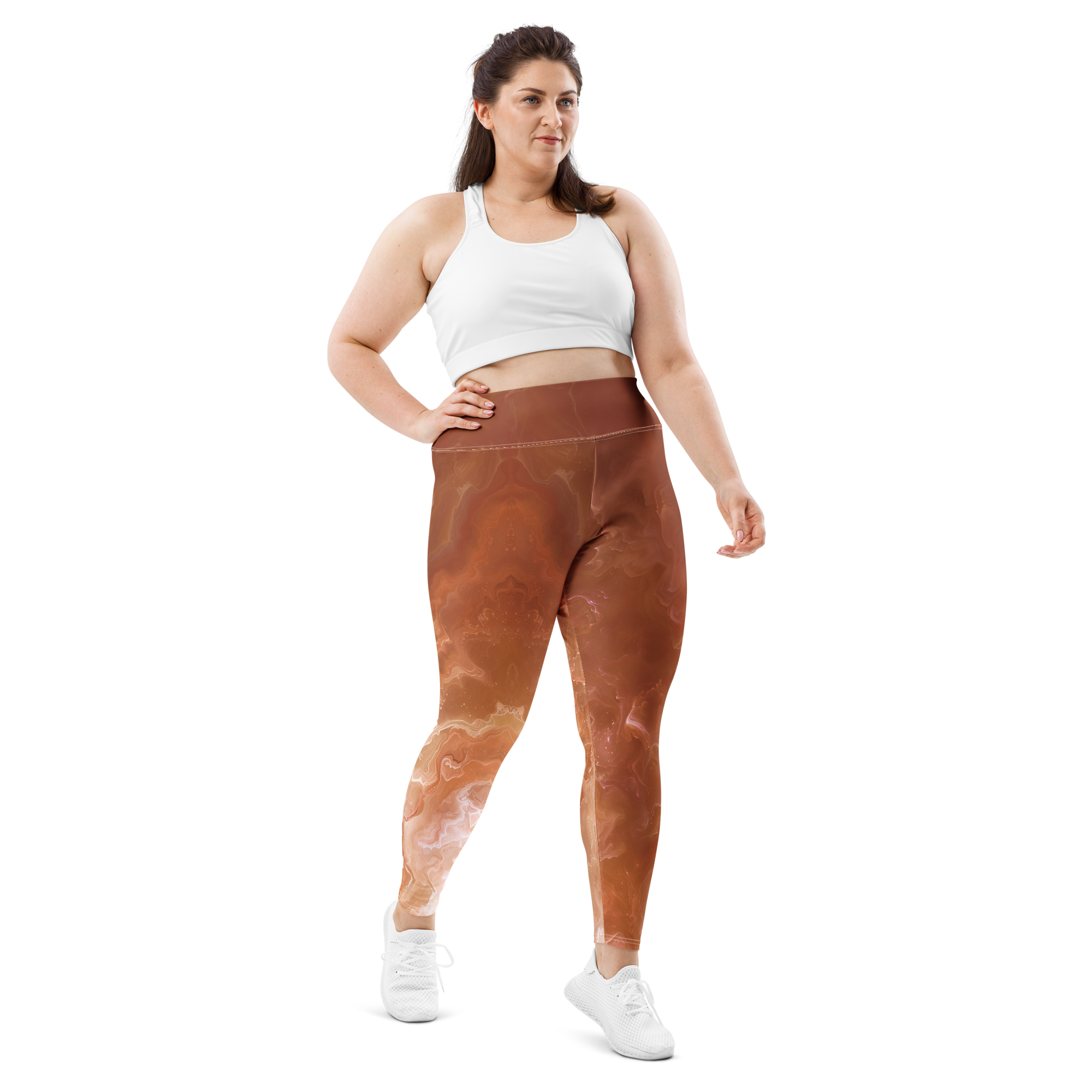 Awaken - Terracotta High-Waist Plus Size Leggings