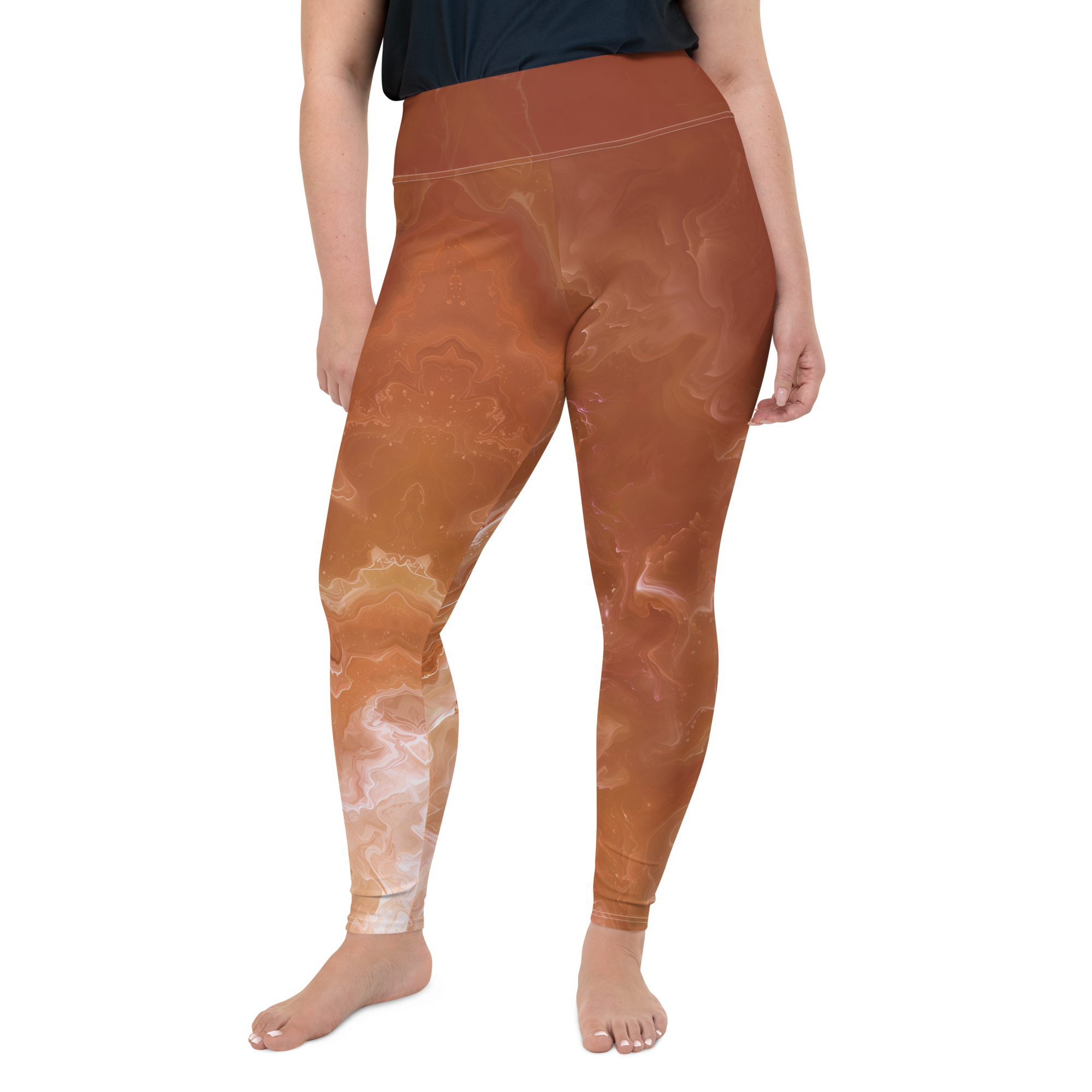 Awaken - Terracotta High-Waist Plus Size Leggings