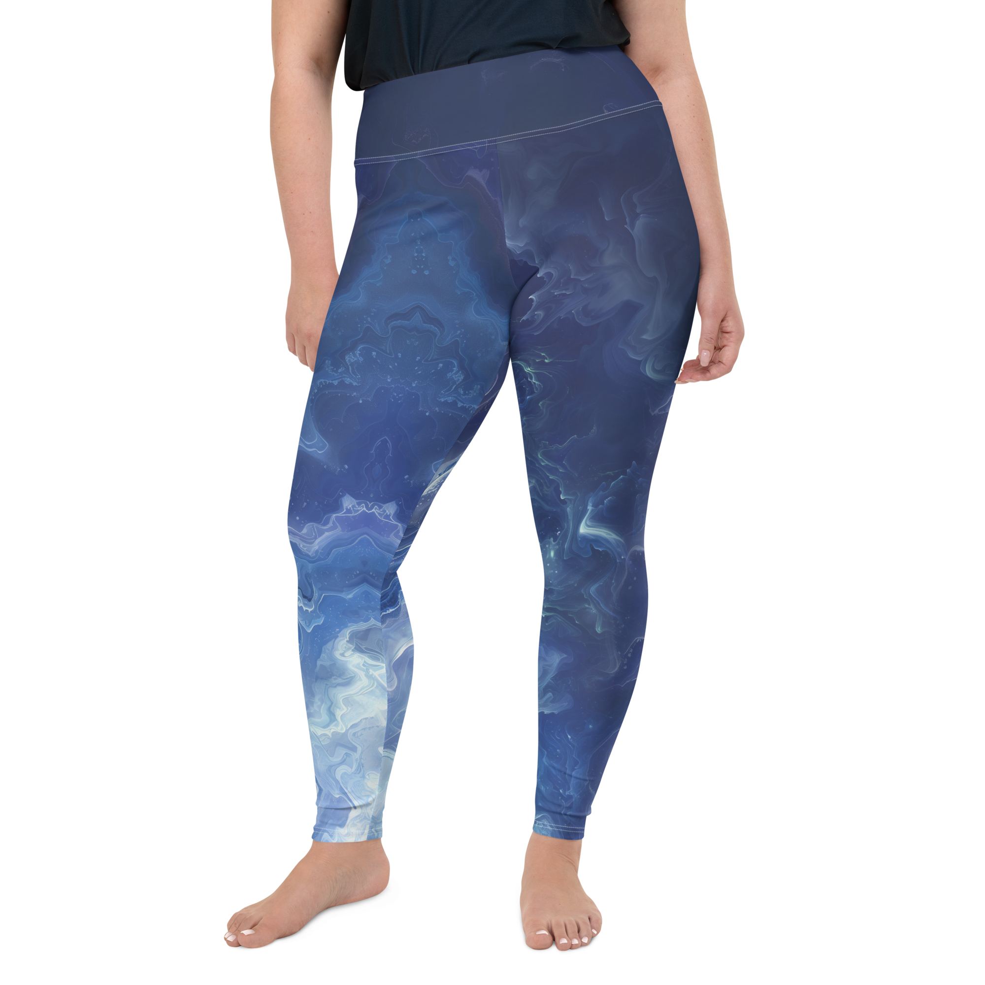 Awaken - Navy High-Waist Plus Size Leggings