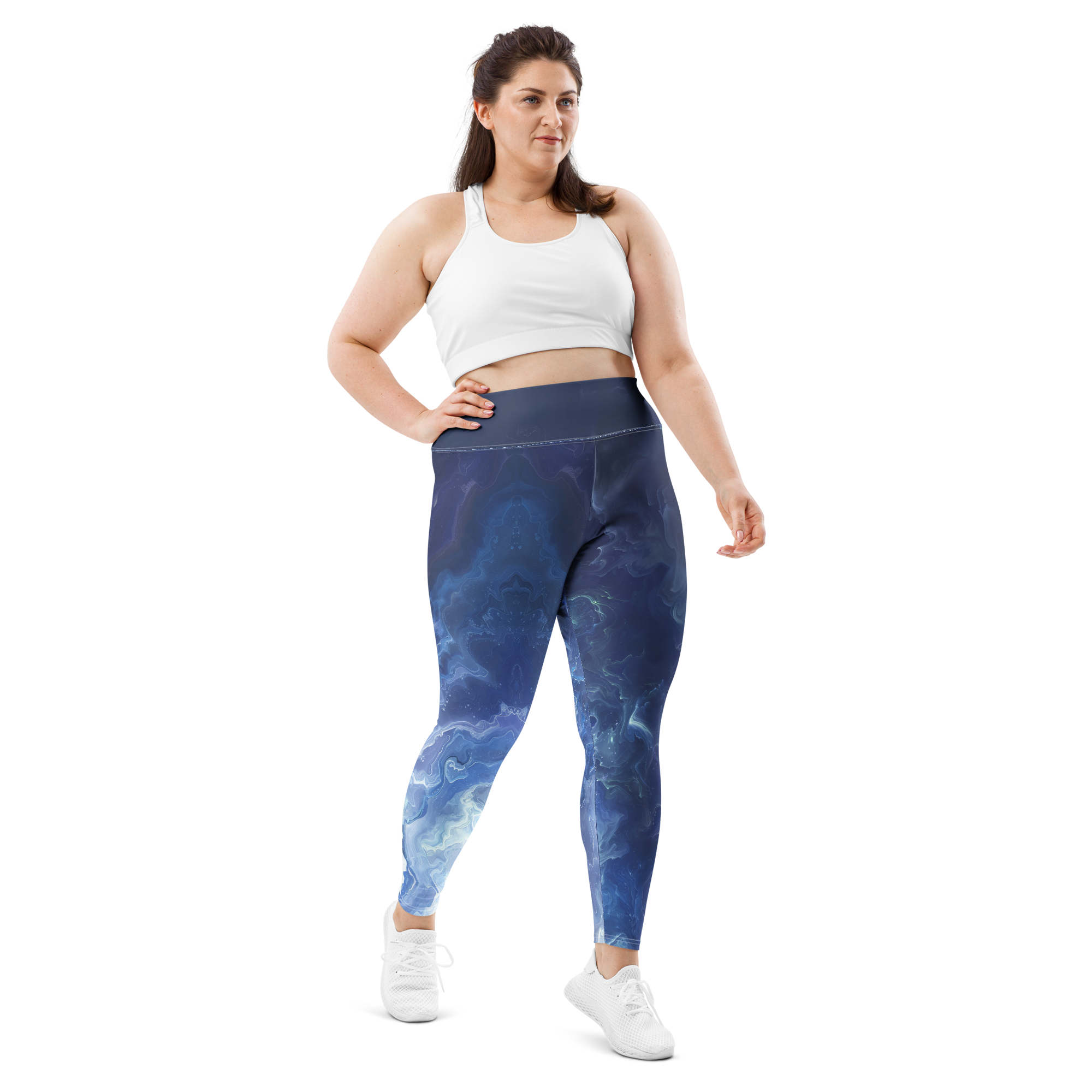 Awaken - Navy High-Waist Plus Size Leggings