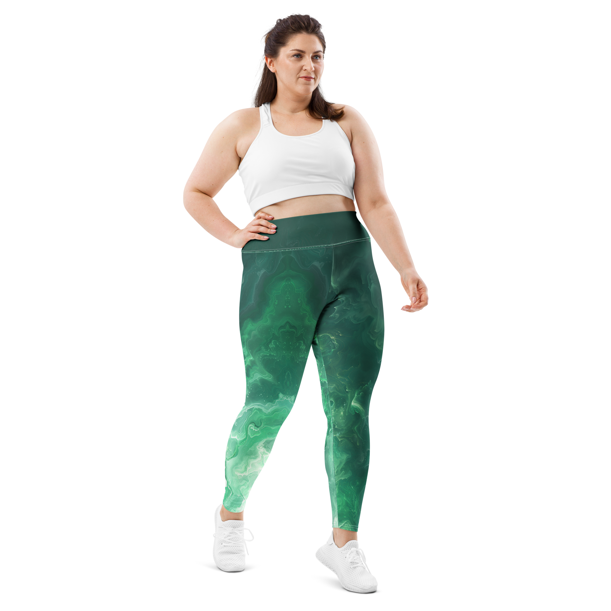 Awaken - Green High-Waist Plus Size Leggings