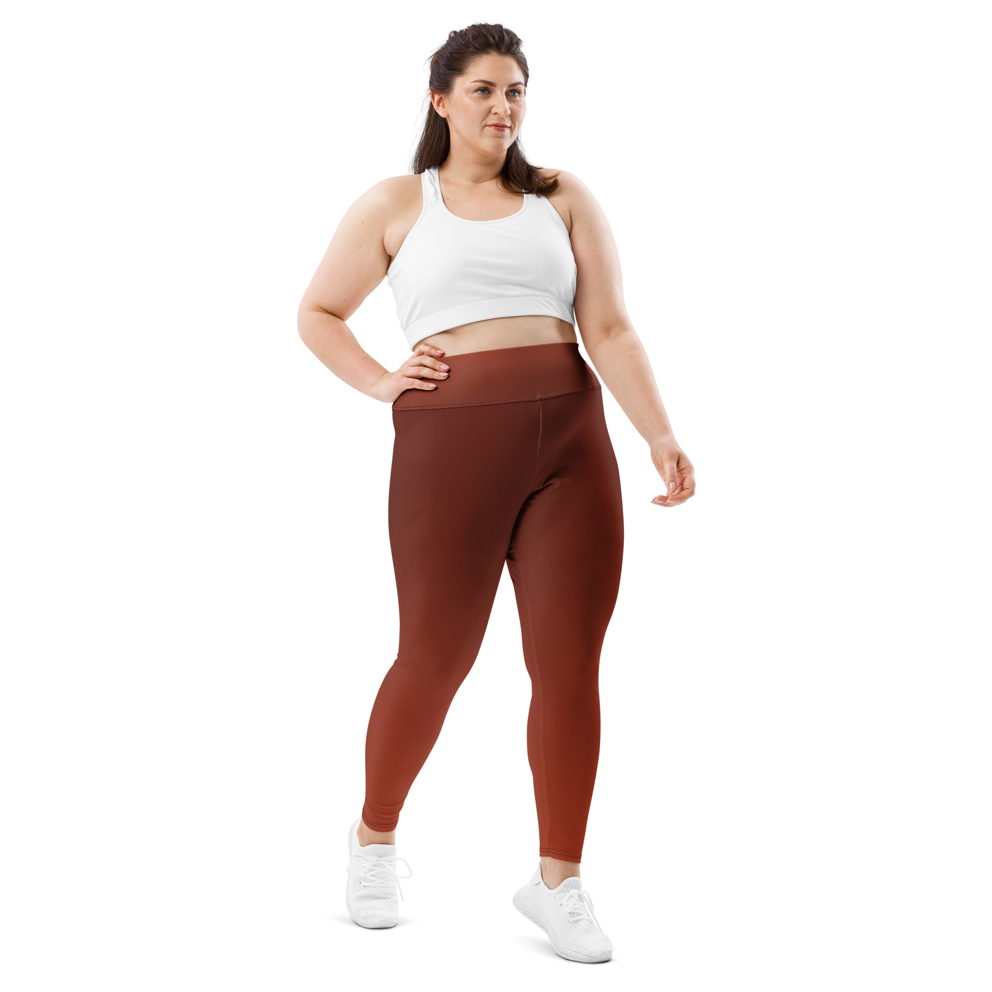 Faded - Terracotta High-Waist Plus Size Leggings