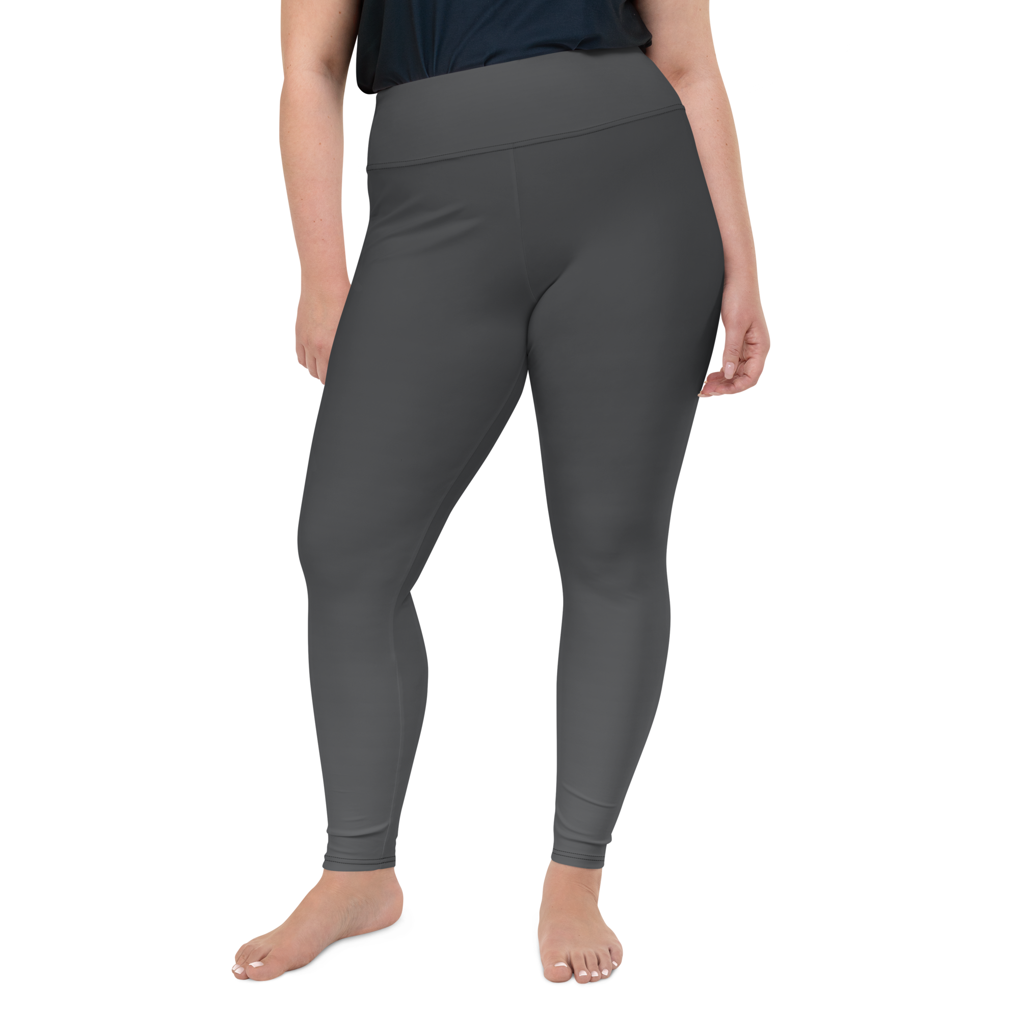 Faded Anthracite High-Waist Plus Size Leggings