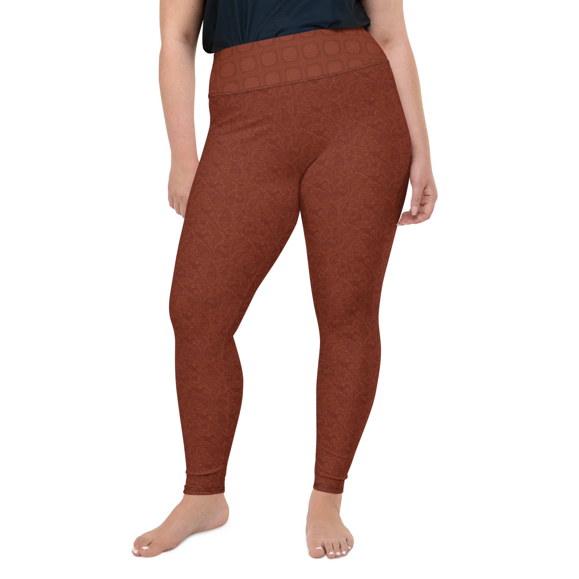 Paisley - Terracotta Blue Plus Size Leggings