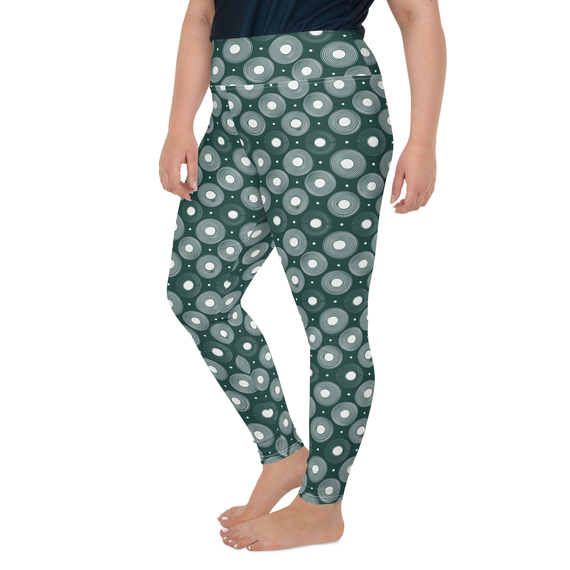 Circle - Green High-Waist Plus Size Leggings