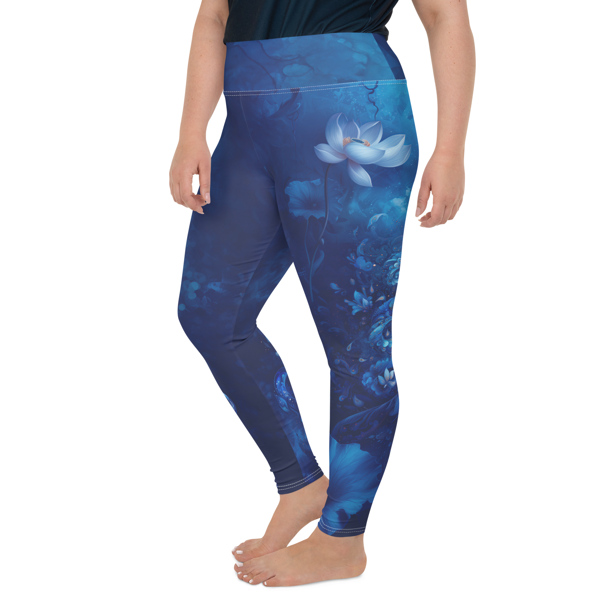 Believe - Navy High-Waist Plus Size Leggings