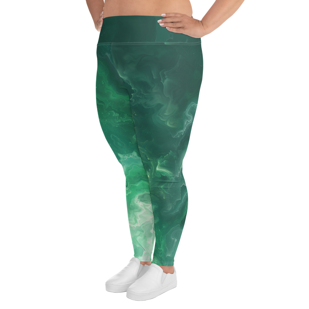 Awaken - Green High-Waist Plus Size Leggings