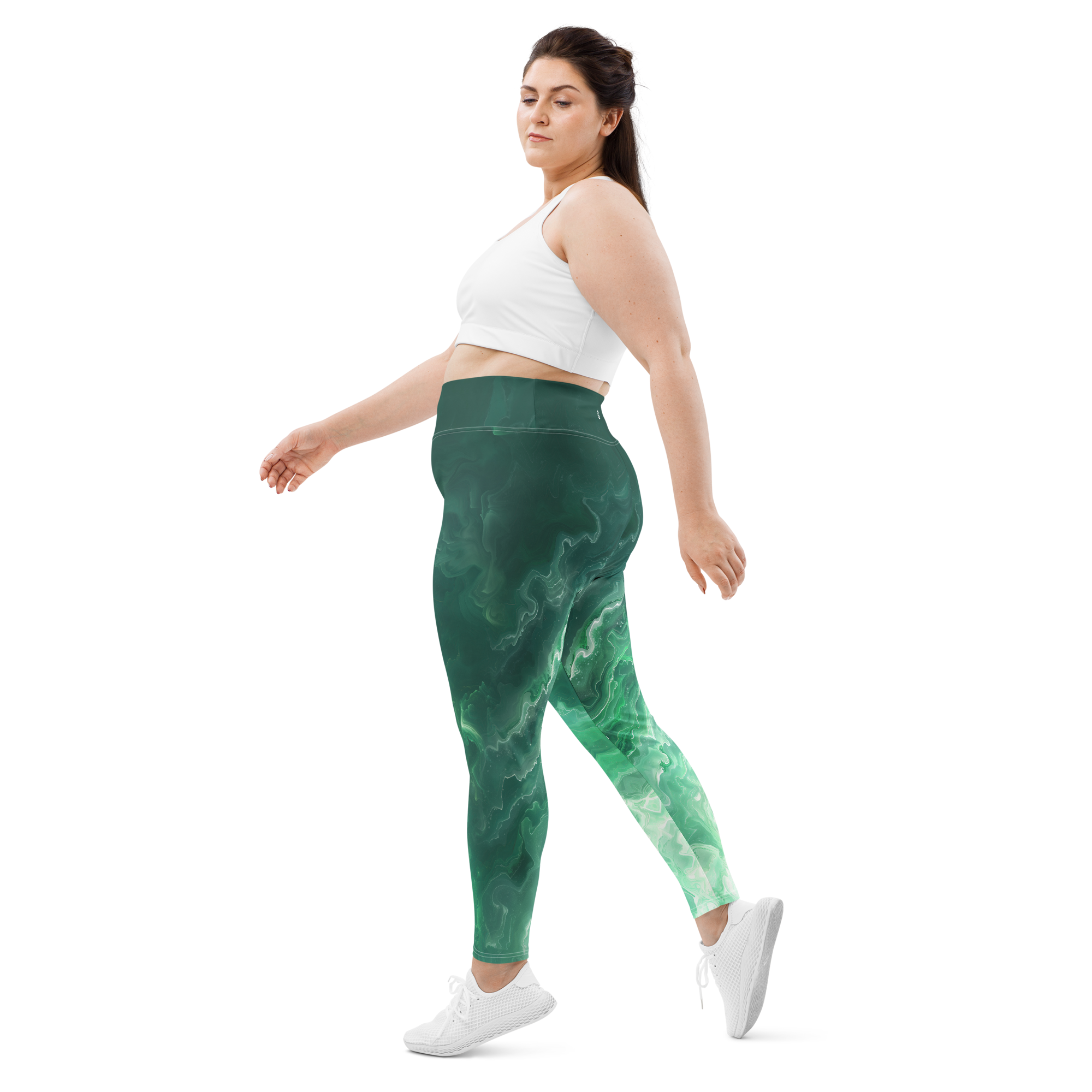 Awaken - Green High-Waist Plus Size Leggings