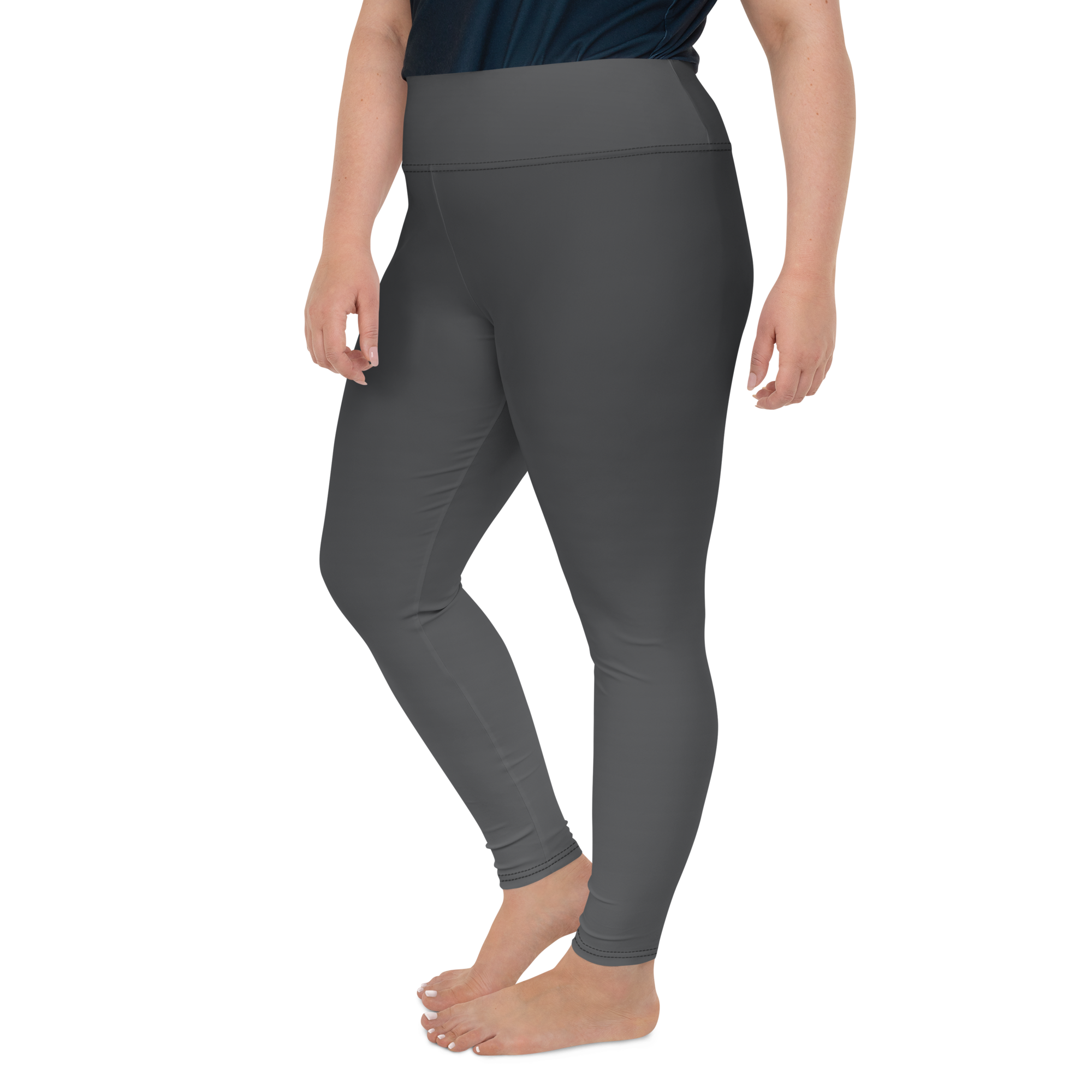 Faded Anthracite High-Waist Plus Size Leggings