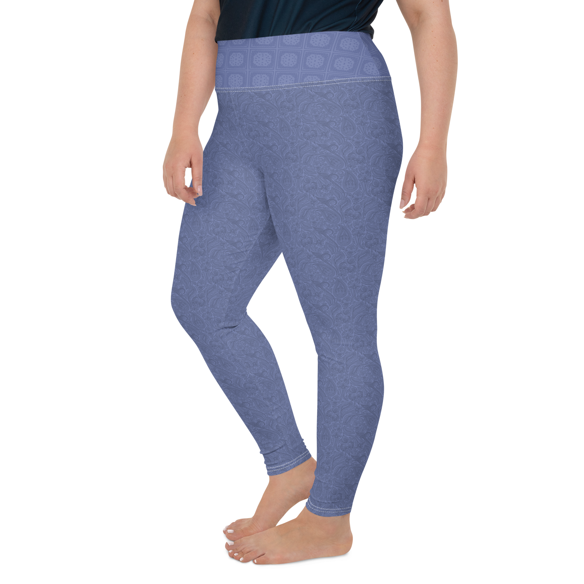 Paisley - Royal Blue Plus Size Leggings