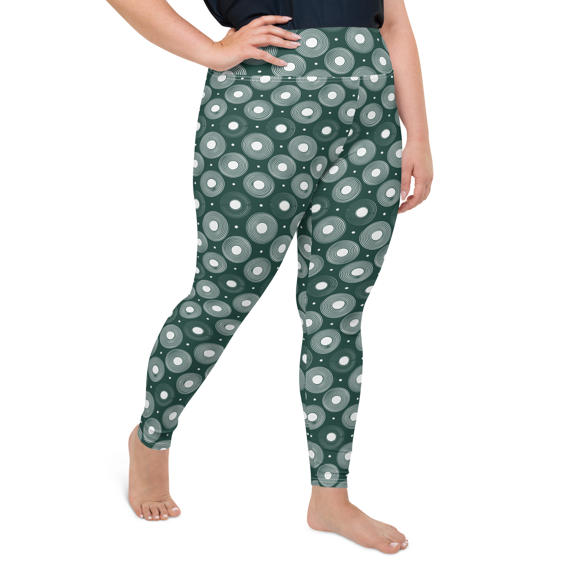 Circle - Green High-Waist Plus Size Leggings