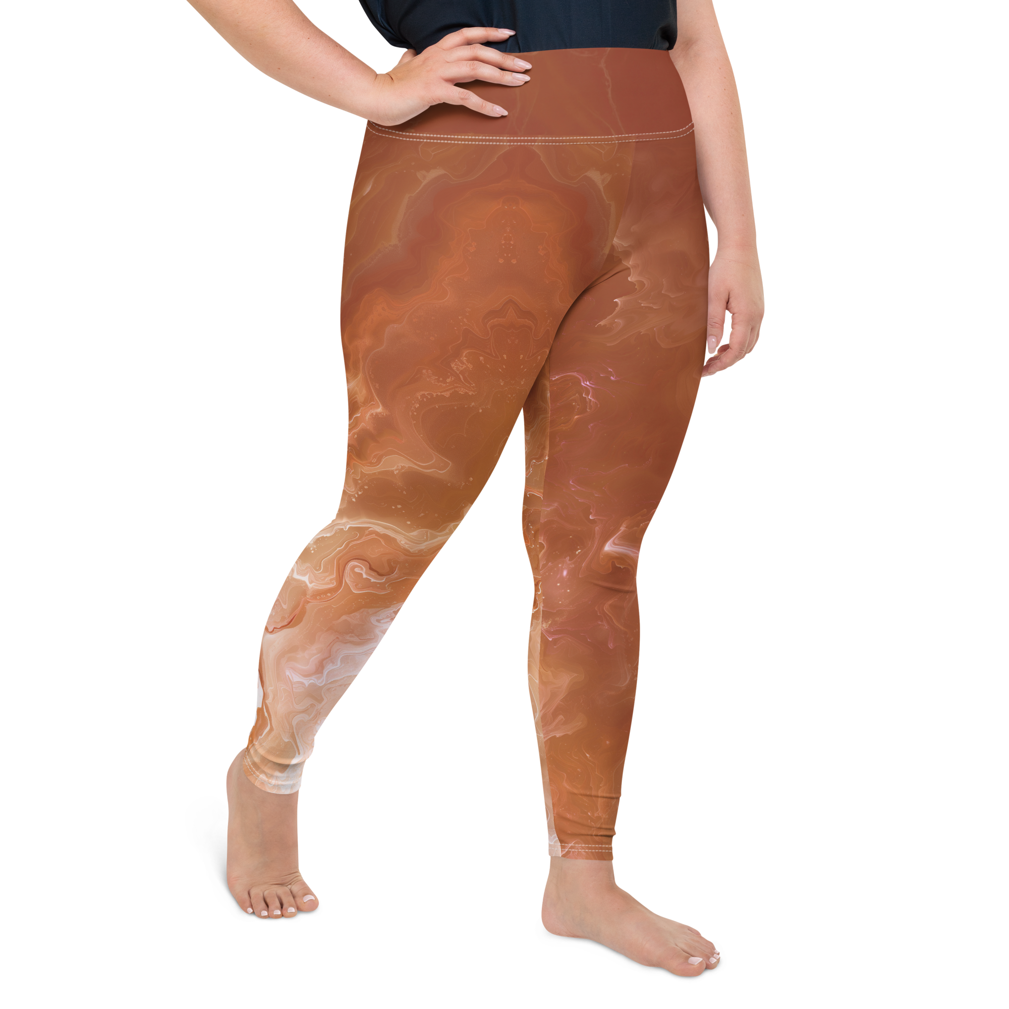 Awaken - Terracotta High-Waist Plus Size Leggings