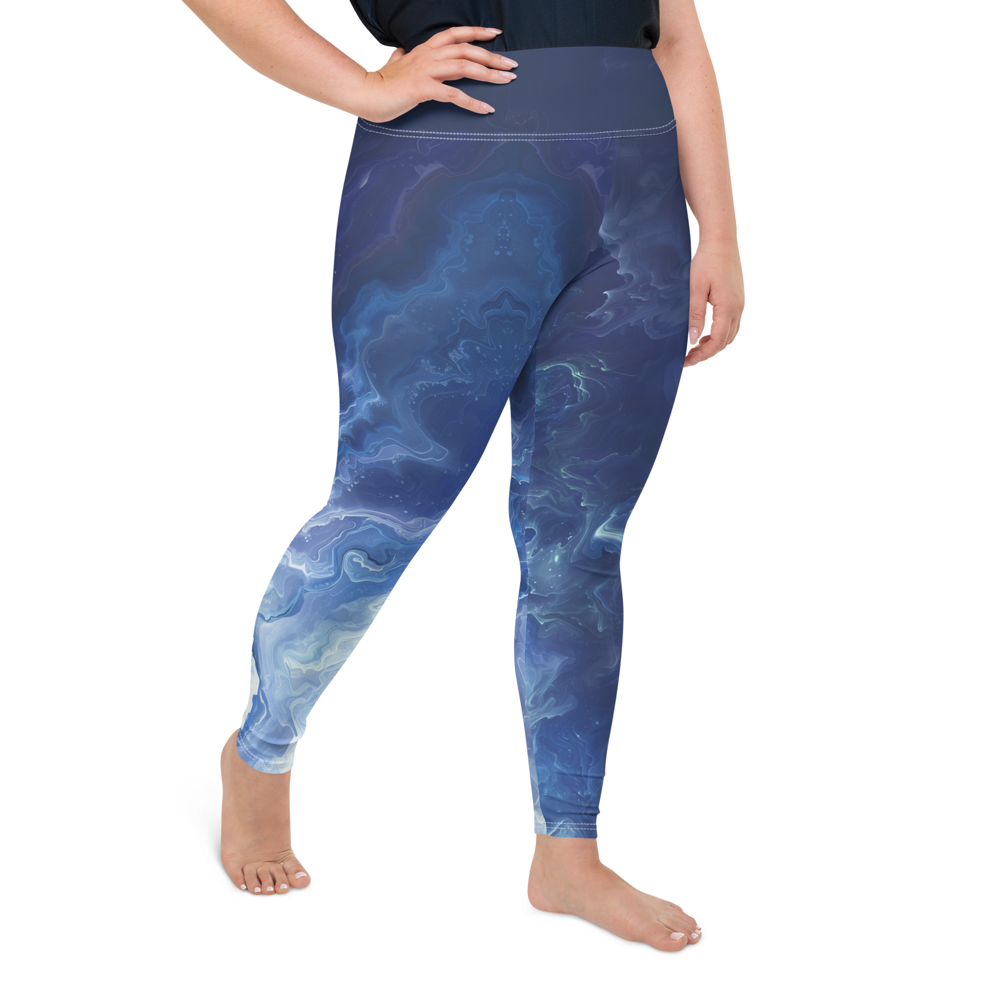 Awaken - Navy High-Waist Plus Size Leggings