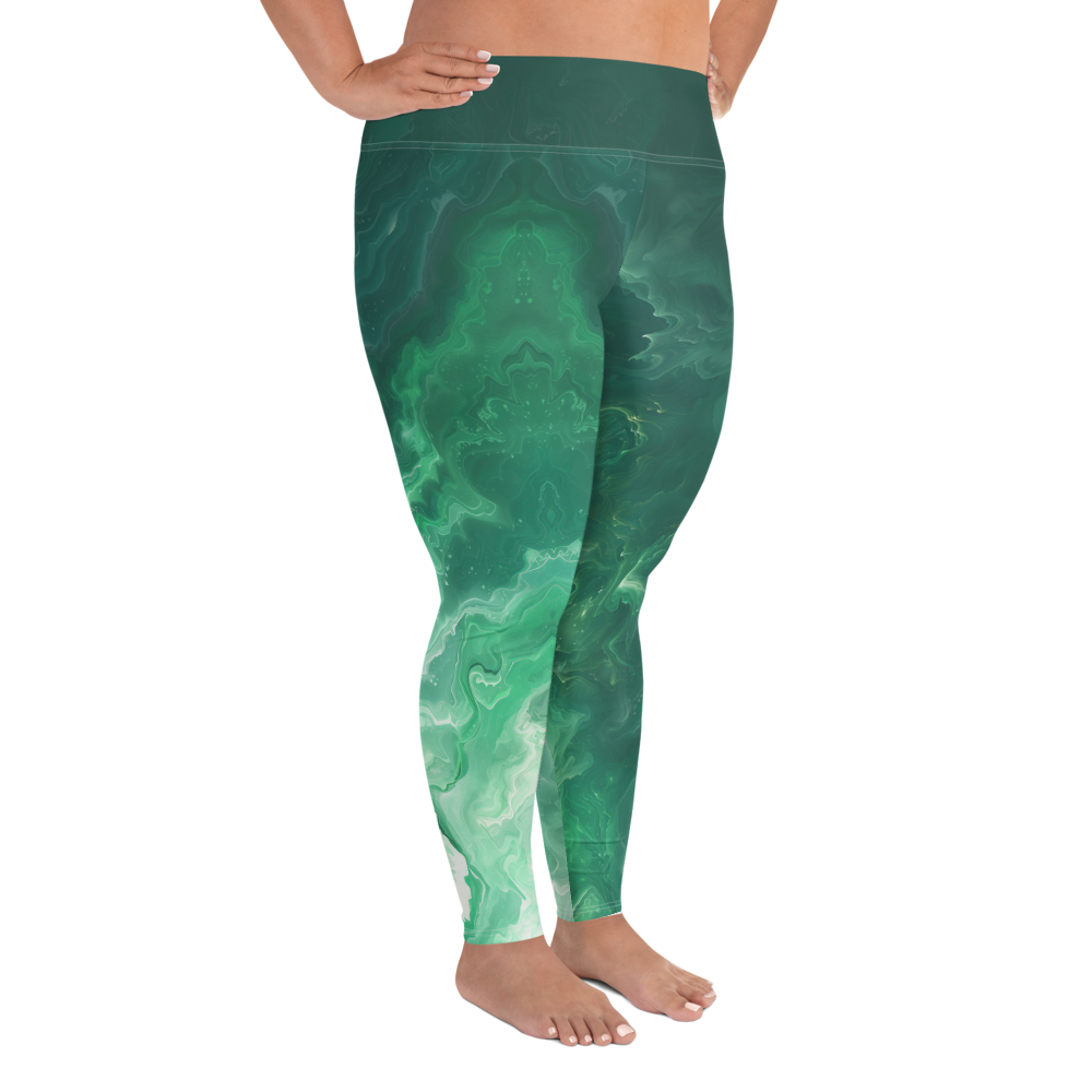 Awaken - Green High-Waist Plus Size Leggings