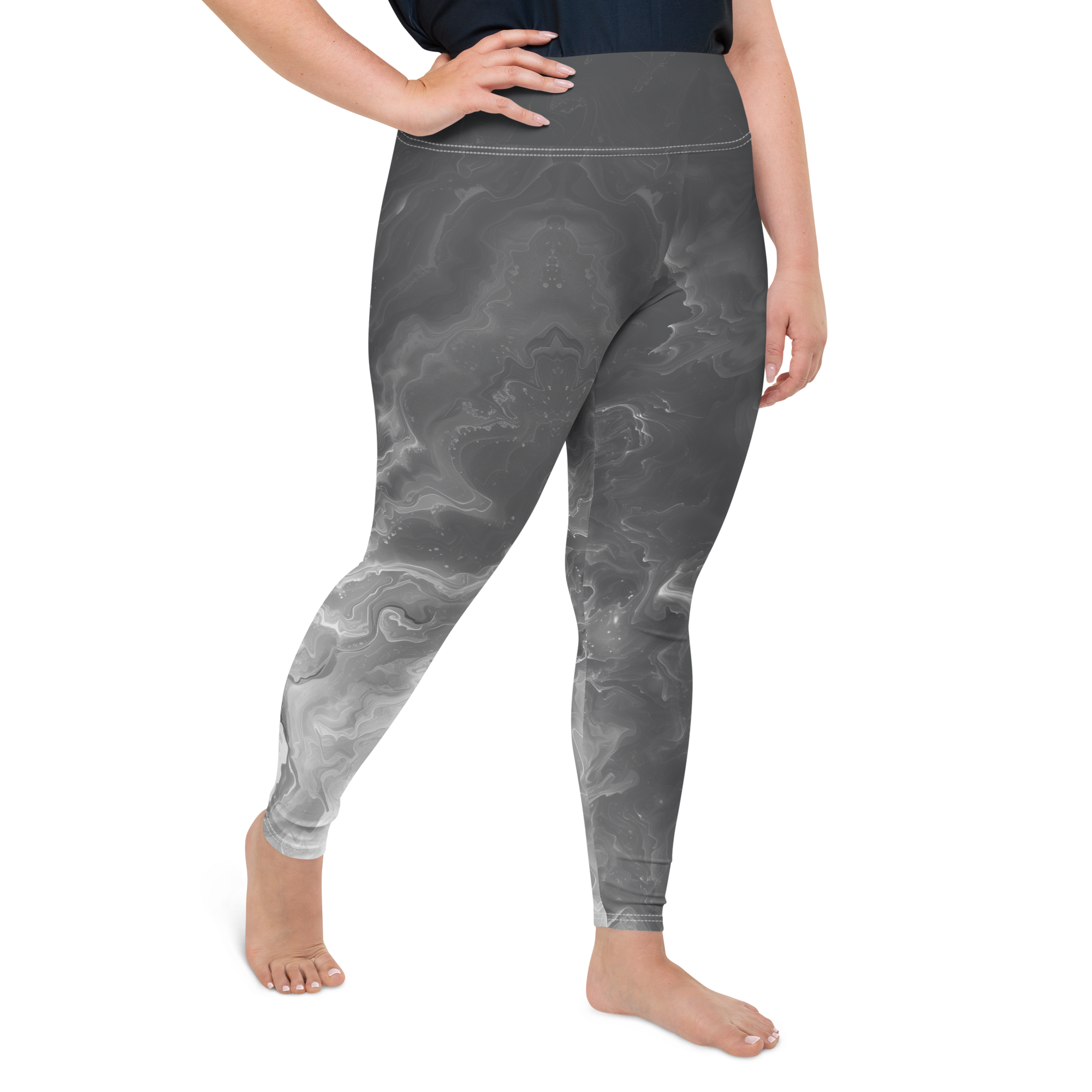 Awaken - Anthracite High-Waist Plus Size Leggings