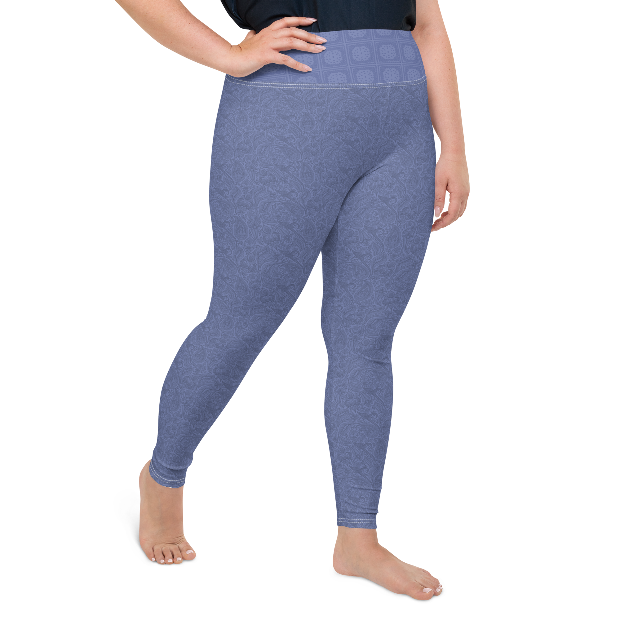 Paisley - Royal Blue Plus Size Leggings