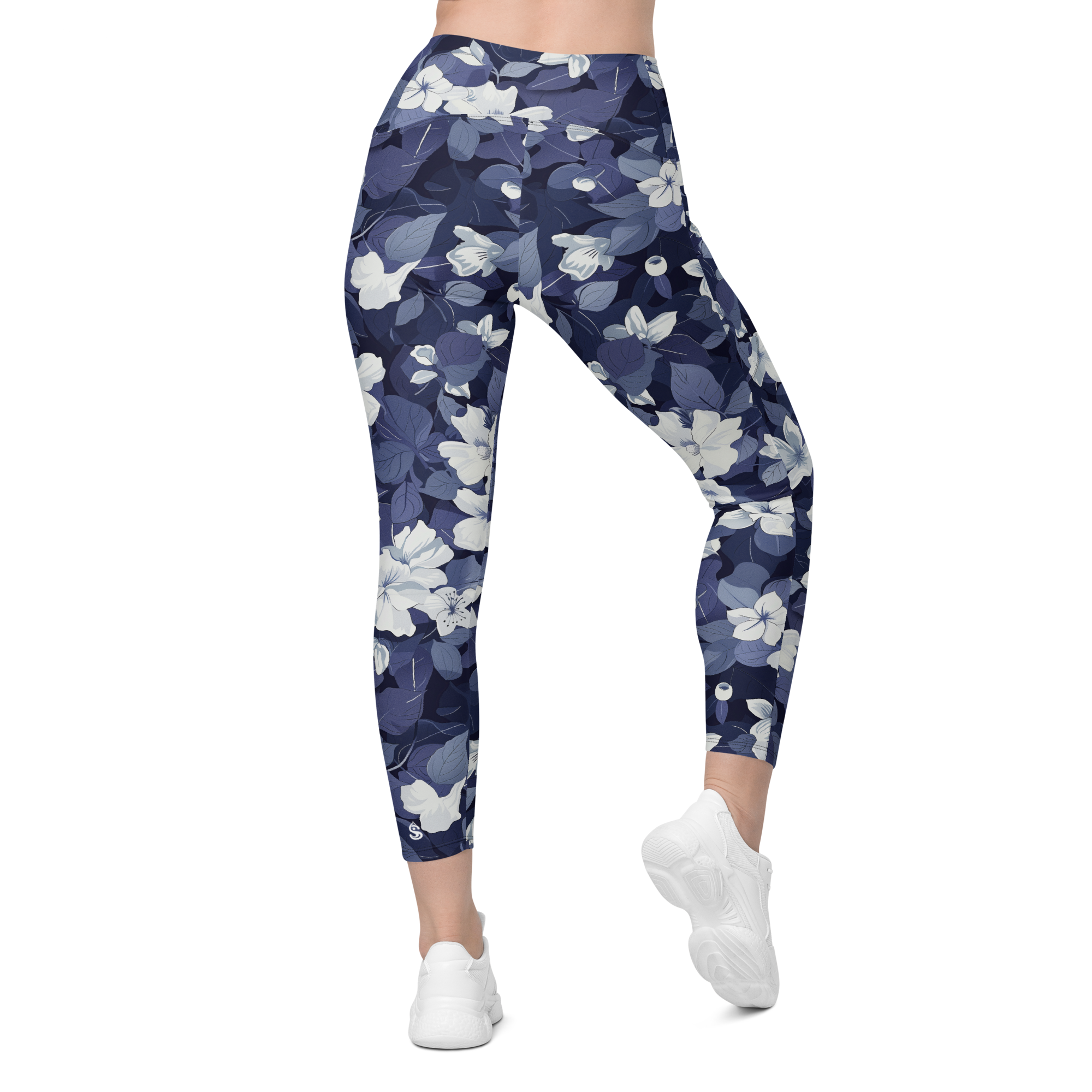 Blossom Floral Navy Crossover Leggings