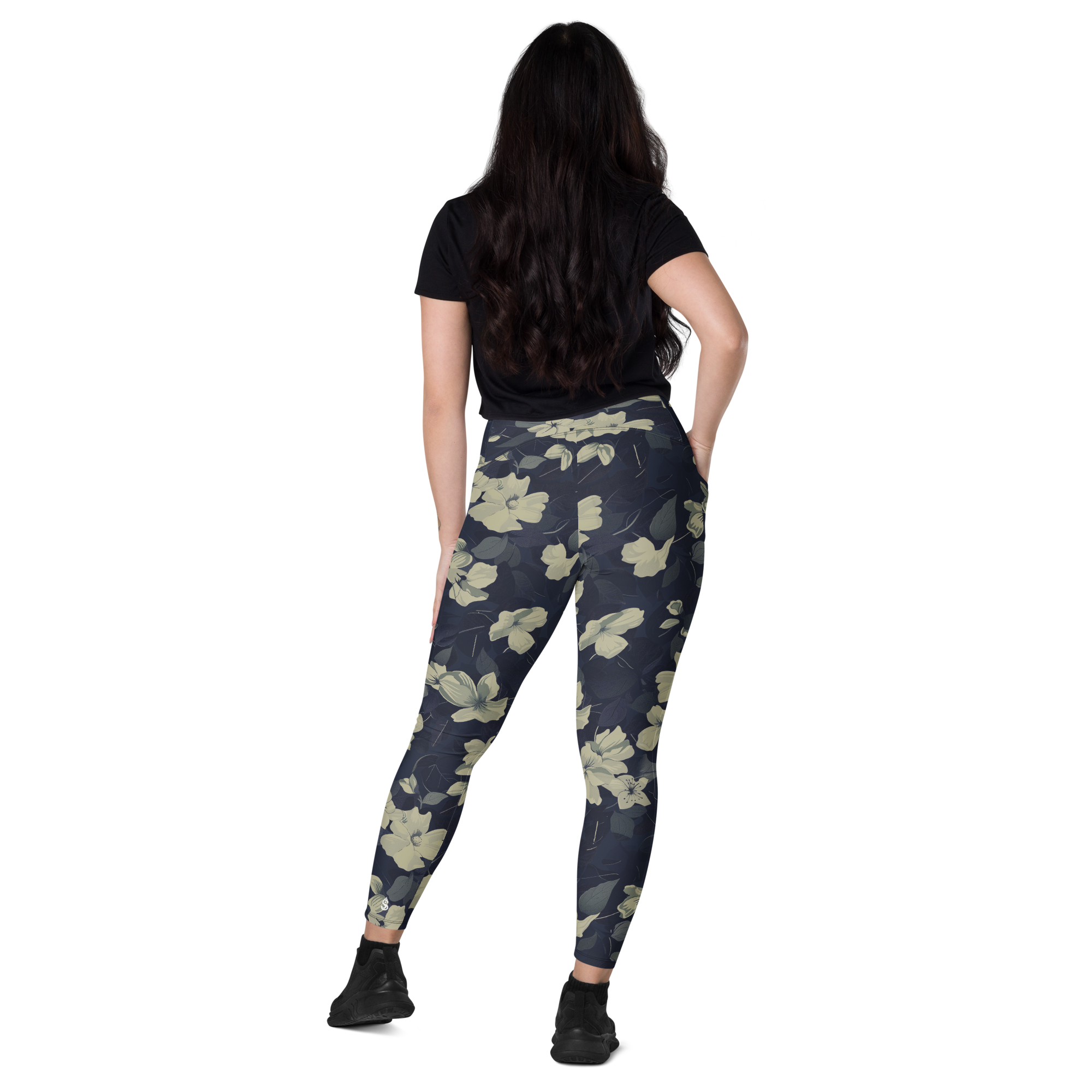 Blossom Floral Gold Crossover Leggings