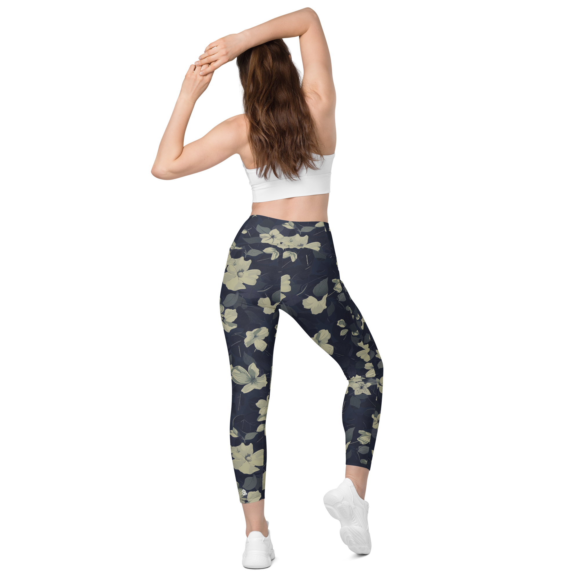 Blossom Floral Gold Crossover Leggings