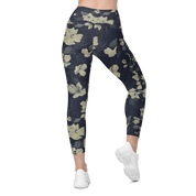 Blossom Floral Gold Crossover Leggings