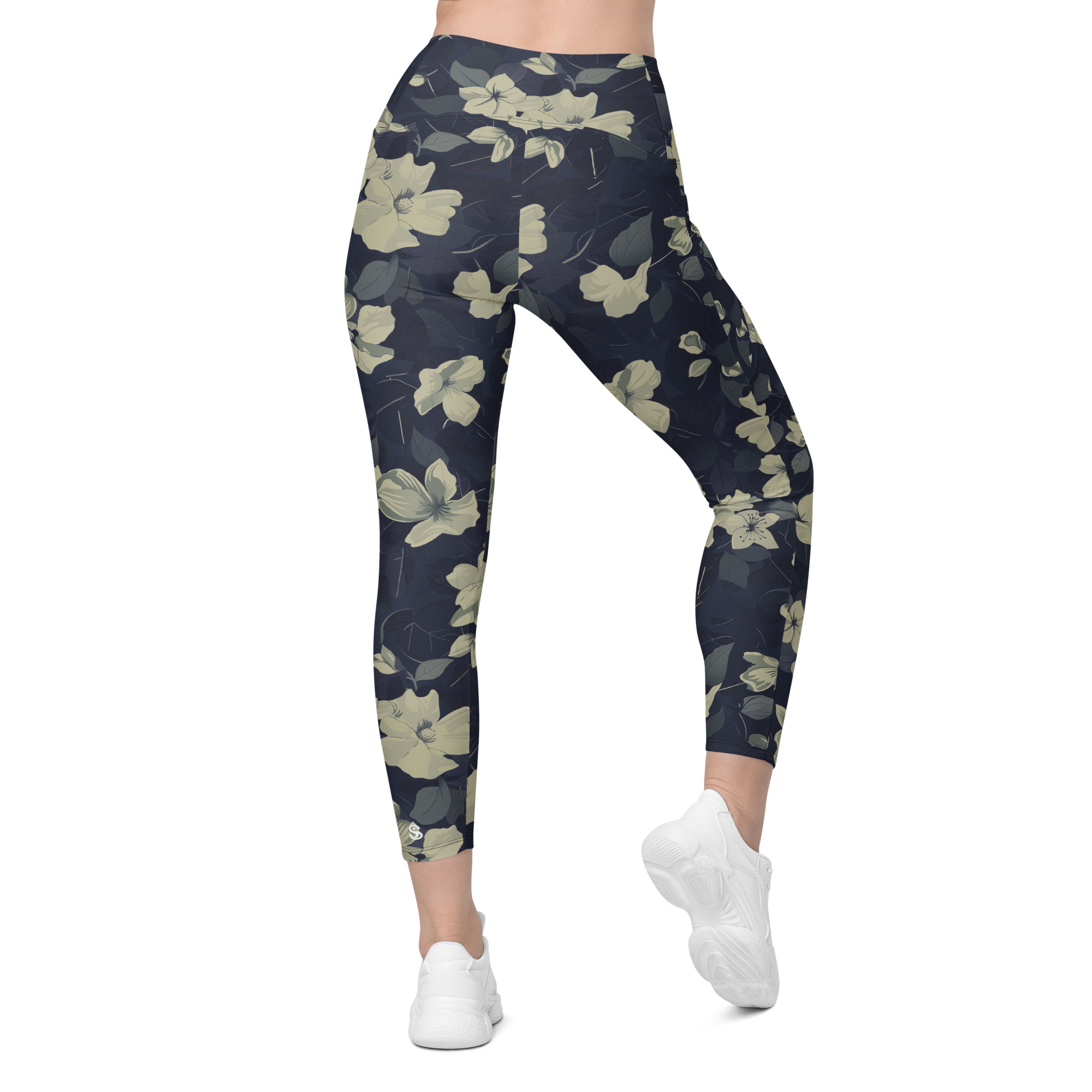 Blossom Floral Gold Crossover Leggings