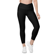 Basics - Black Crossover leggings with White Stitch