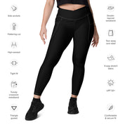 Basics - Black Crossover leggings with White Stitch