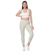 Basics - Bone Crossover Leggings with Black Stitch