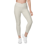 Basics - Bone Crossover Leggings with Black Stitch