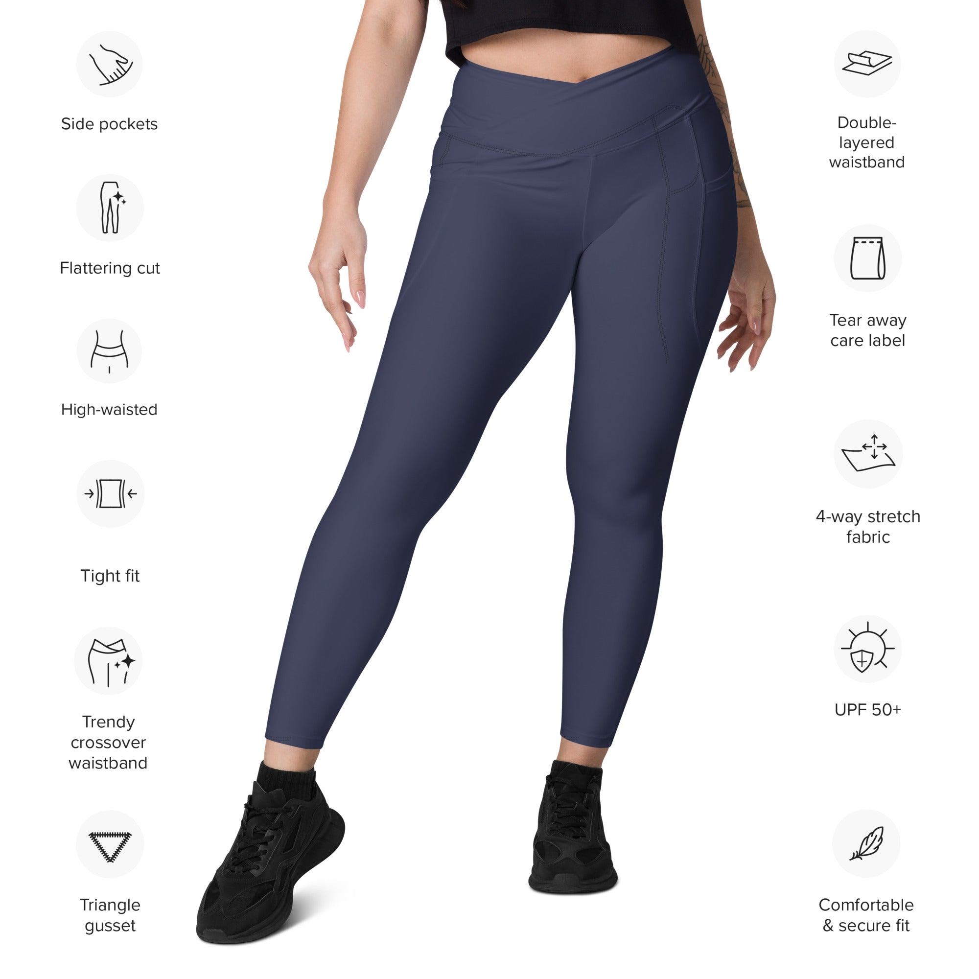 Basics - Navy Crossover Leggings