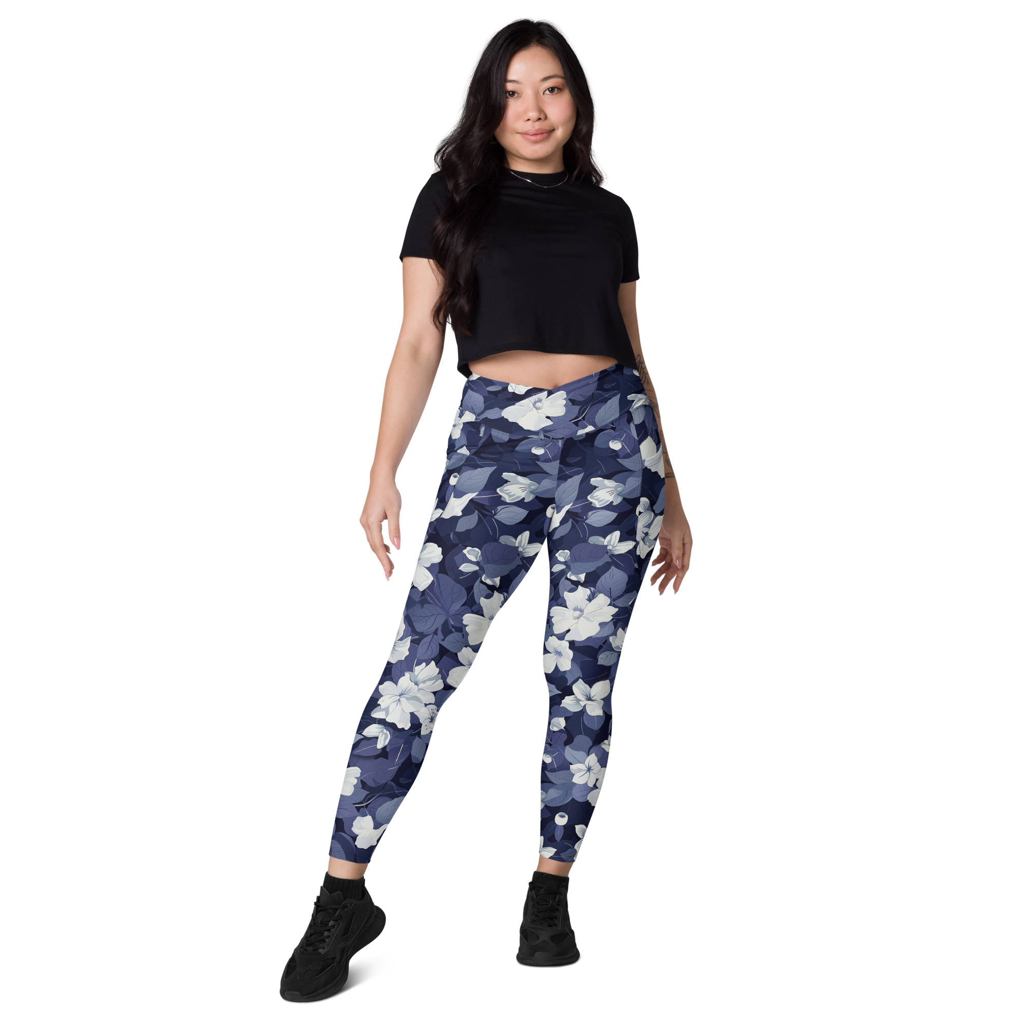 Blossom Floral Navy Crossover Leggings