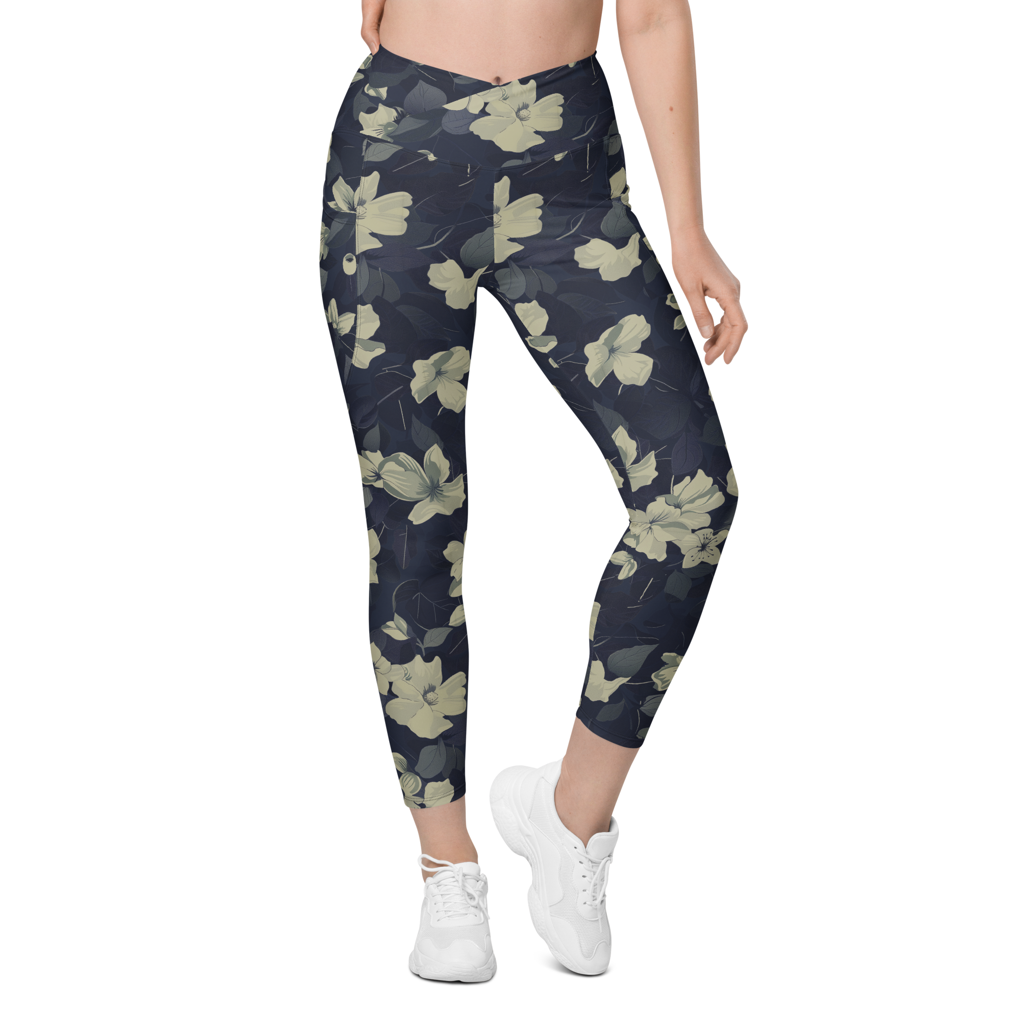 Blossom Floral Gold Crossover Leggings