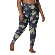 Blossom Floral Gold Crossover Leggings