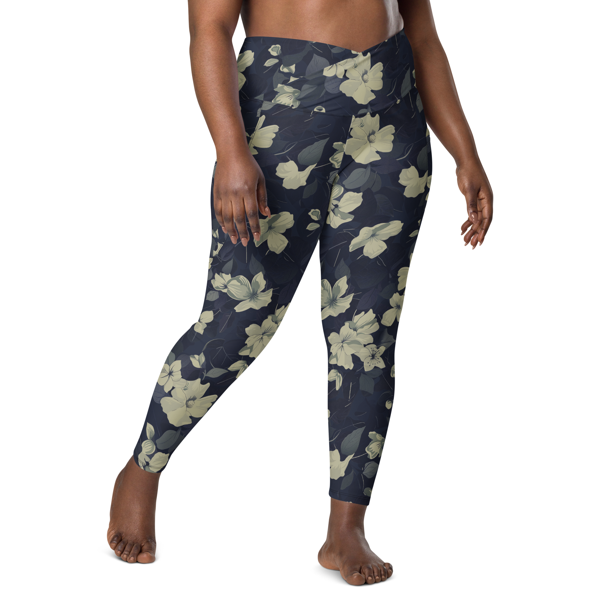 Blossom Floral Gold Crossover Leggings