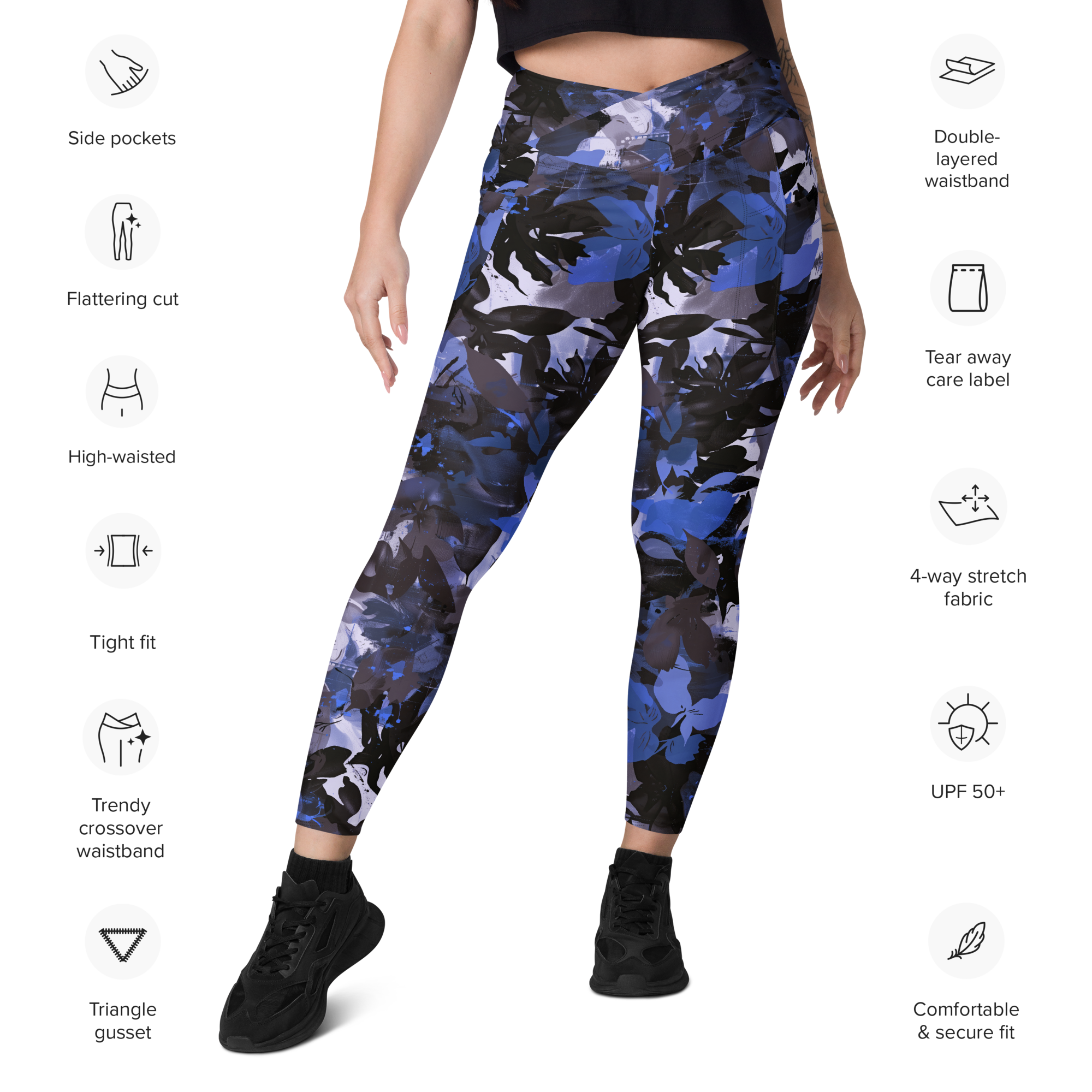 Wildflower Floral Navy Crossover Leggings