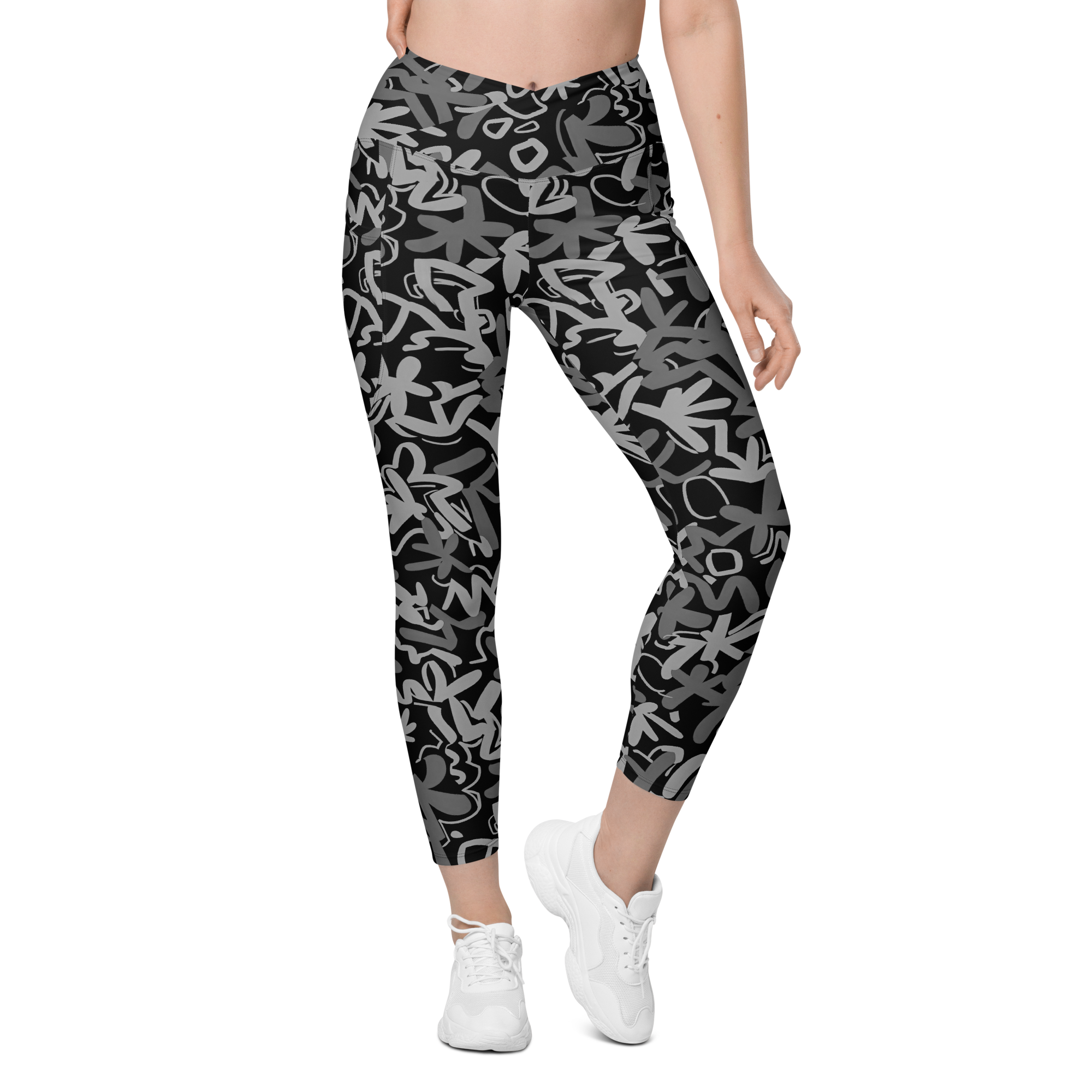 Fleur Black Crossover Leggings