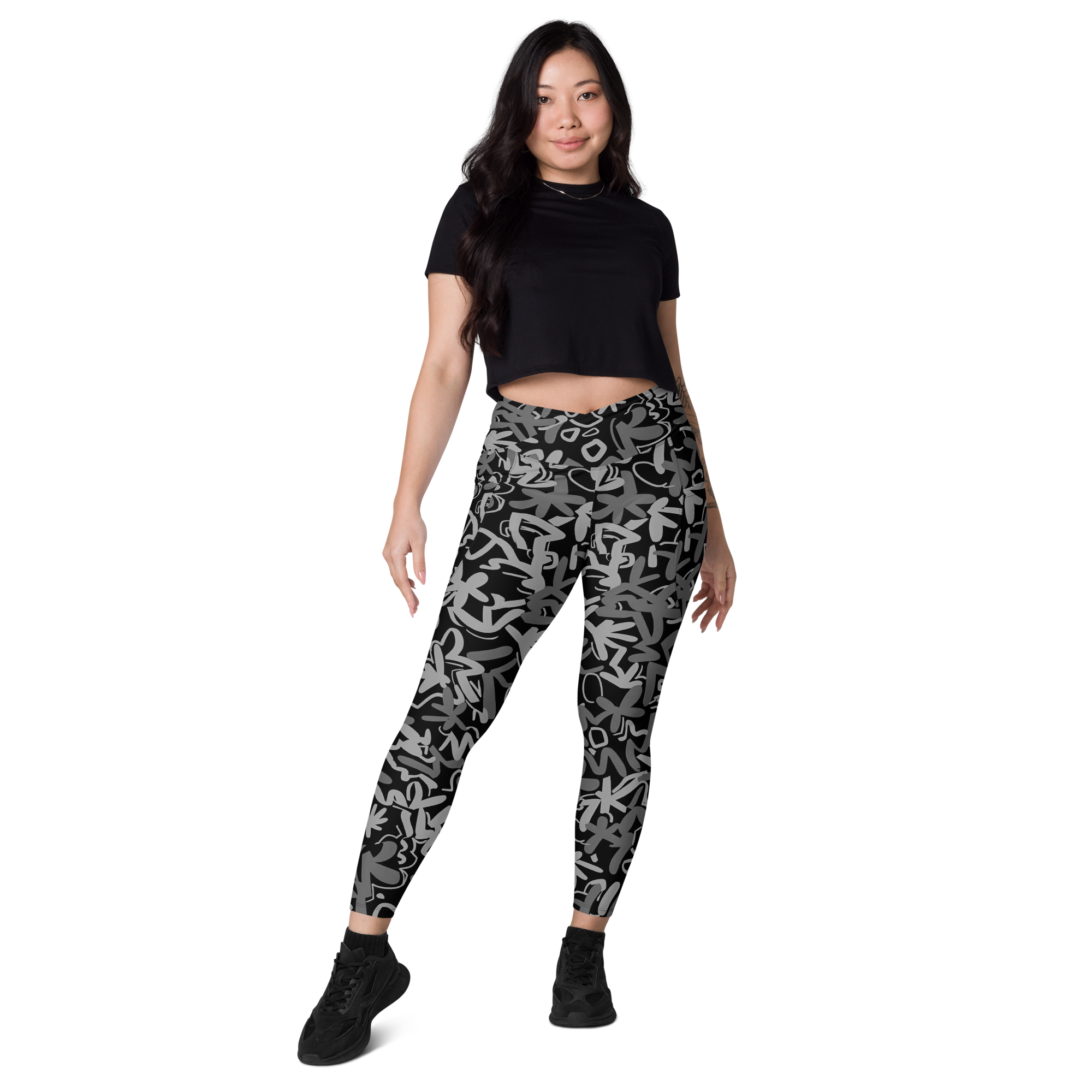 Fleur Black Crossover Leggings