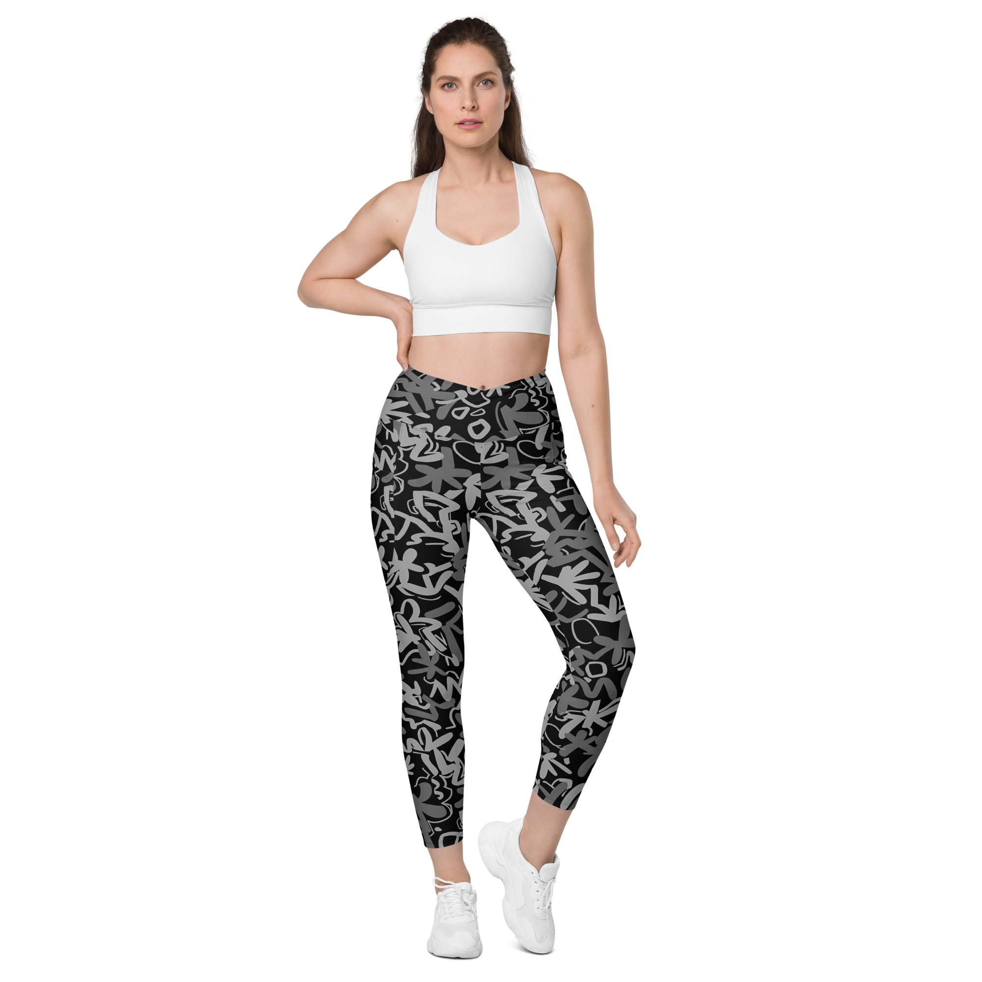 Fleur Black Crossover Leggings