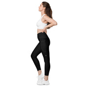 Basics - Black Crossover leggings with White Stitch