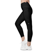 Basics - Black Crossover leggings with White Stitch