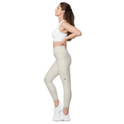 Basics - Bone Crossover Leggings with Black Stitch