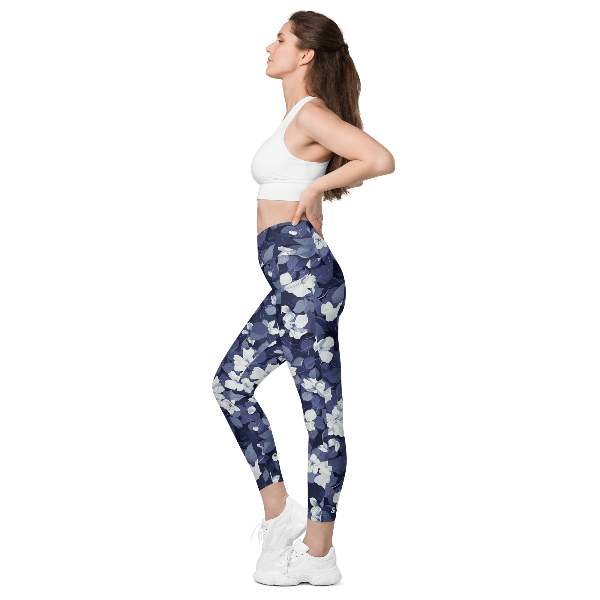 Blossom Floral Navy Crossover Leggings