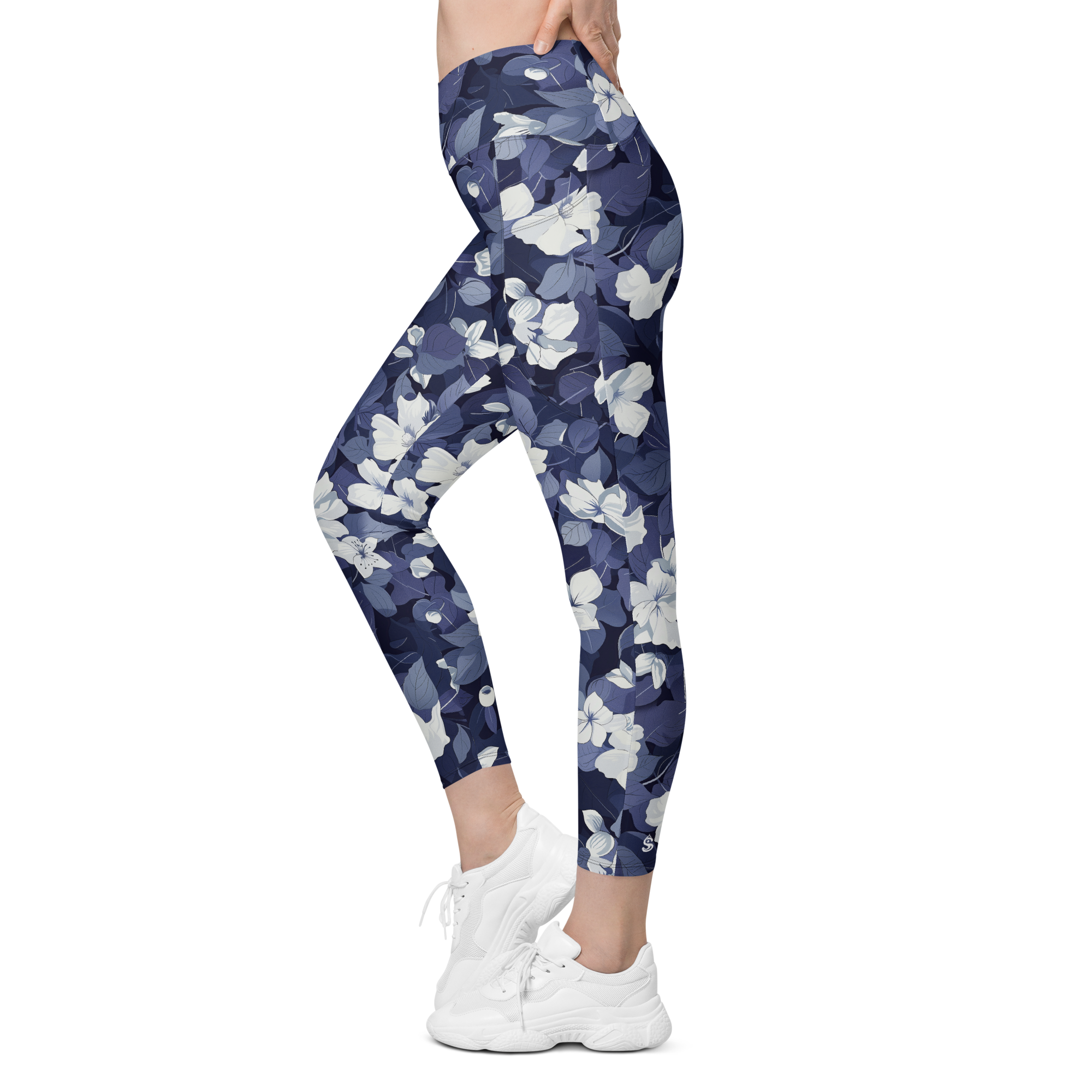 Blossom Floral Navy Crossover Leggings