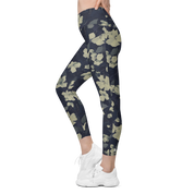 Blossom Floral Gold Crossover Leggings