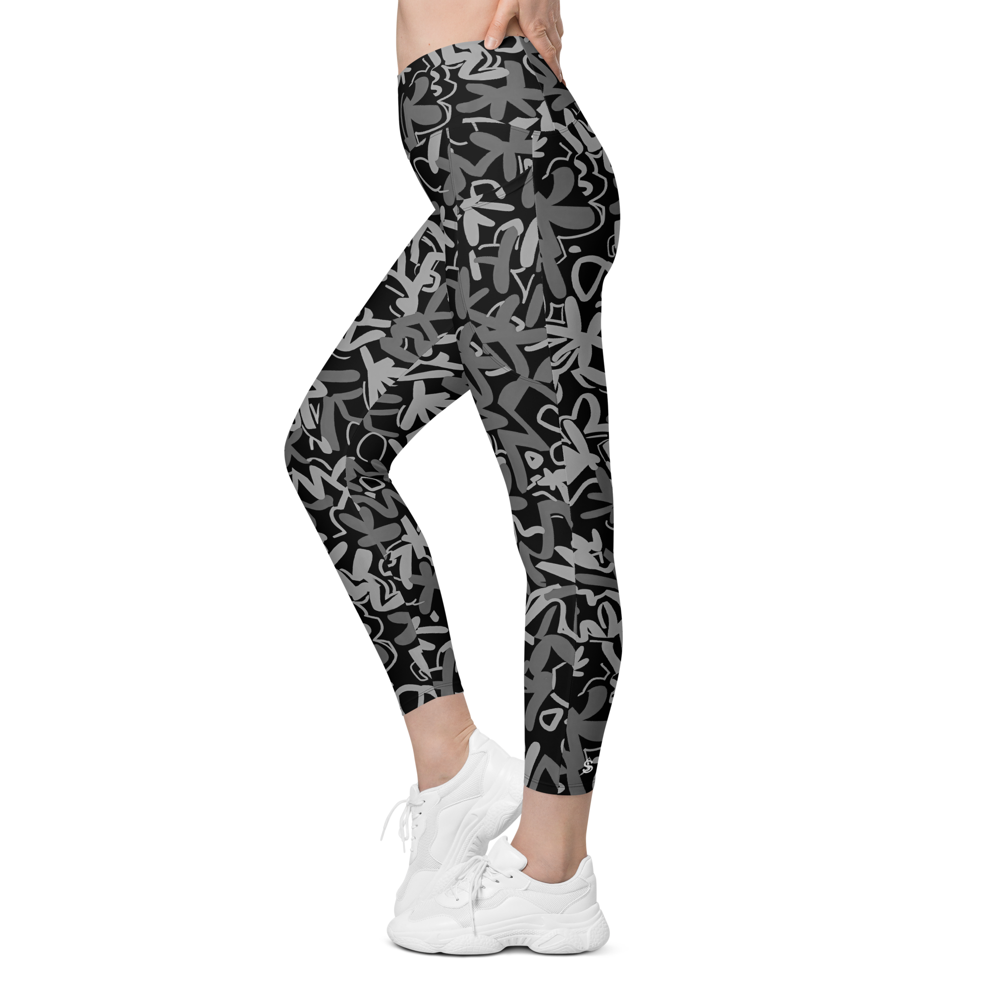 Fleur Black Crossover Leggings